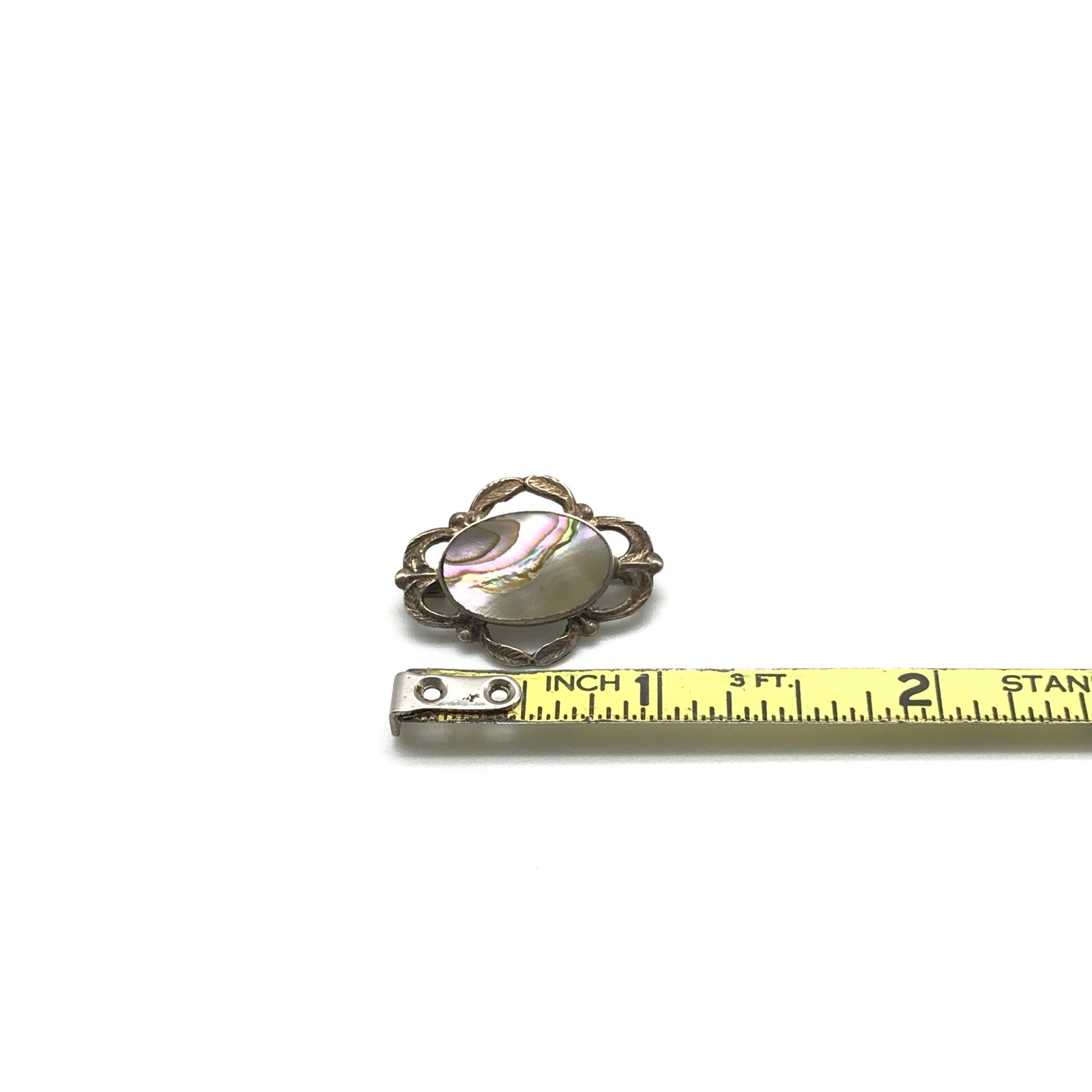 Vintage 925 Sterling Silver Small Petite Abalone Brooch Pin