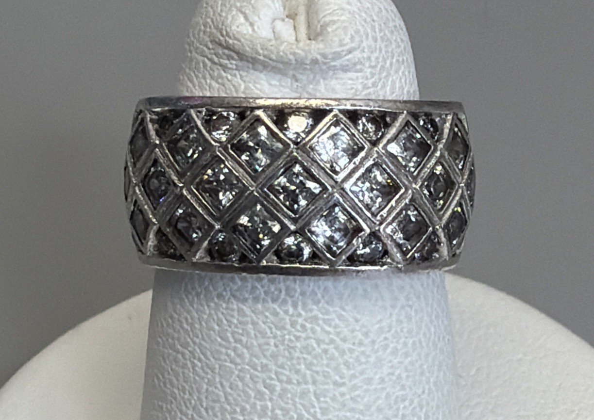 Sterling Silver Lot Of 5 Various MOP CZ Multicolor And White/Clear Rings Size 5