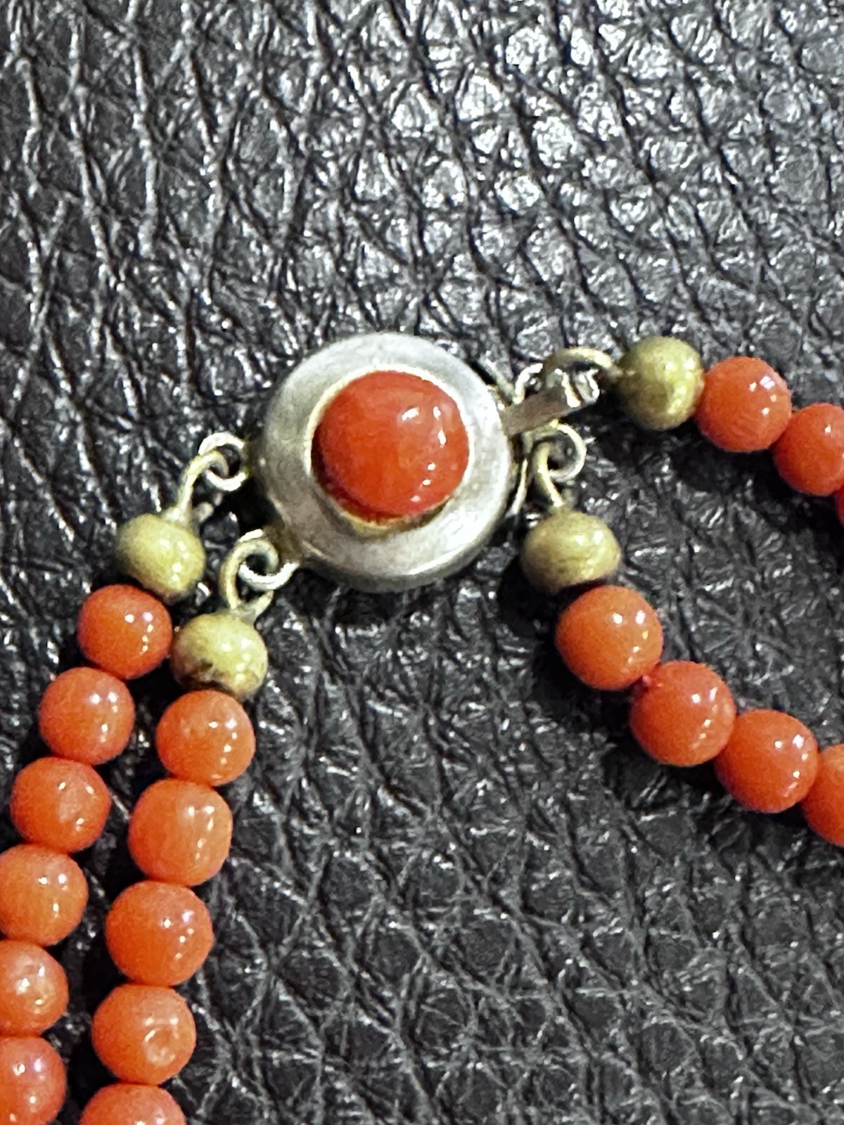 Vtg 800 Silver Coral Bead Necklace Double Strand Graduated Orange Beads 36.5gr