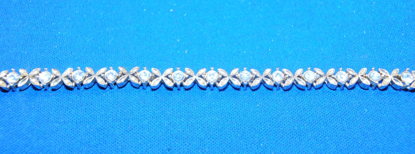 Vintage Clear Rhinestone Tennis Bracelet 7 In With Box Clasp Gold Tone Finish