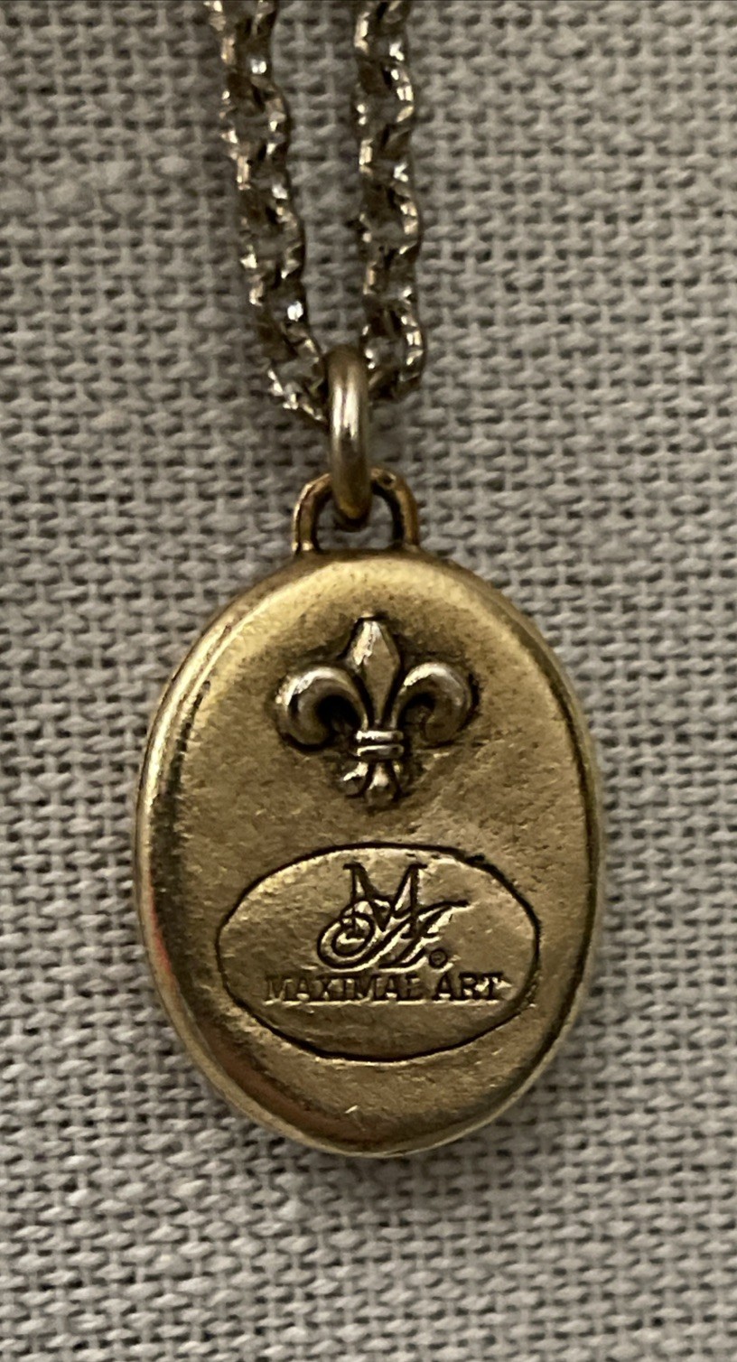 Vtg John Wind Maximal Art chain with three charms Mirror Hand Cameo