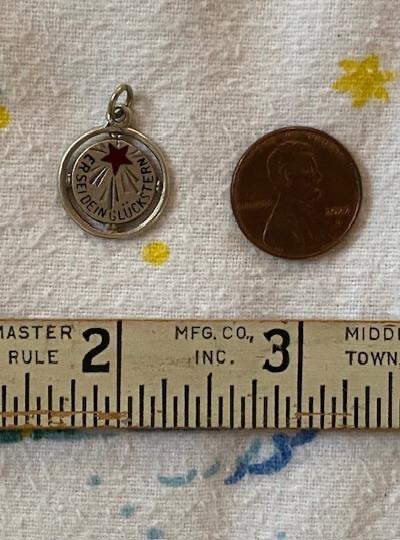 RARE Vintage Austrian German Silver Enamel Lucky Shooting Star Charm Gluckstern