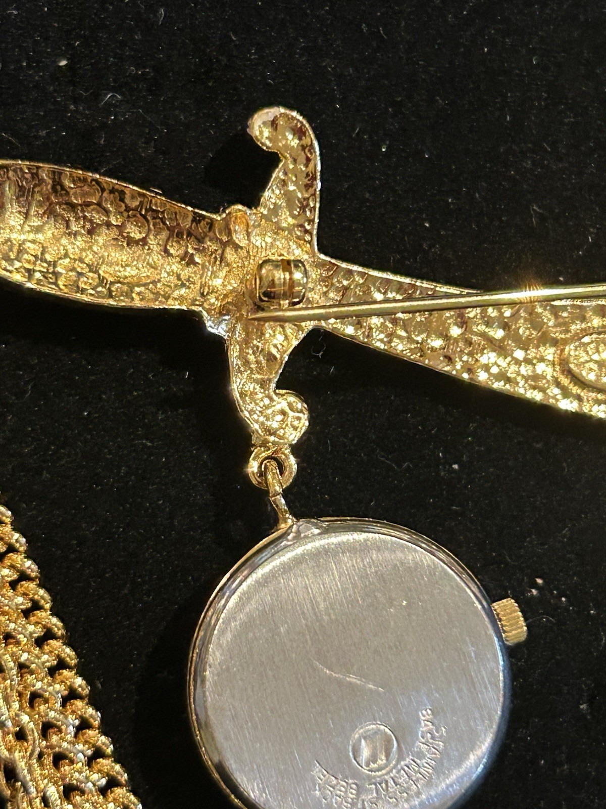 RARE Kenneth Jay Lane Saber Brooch With Watch Signed