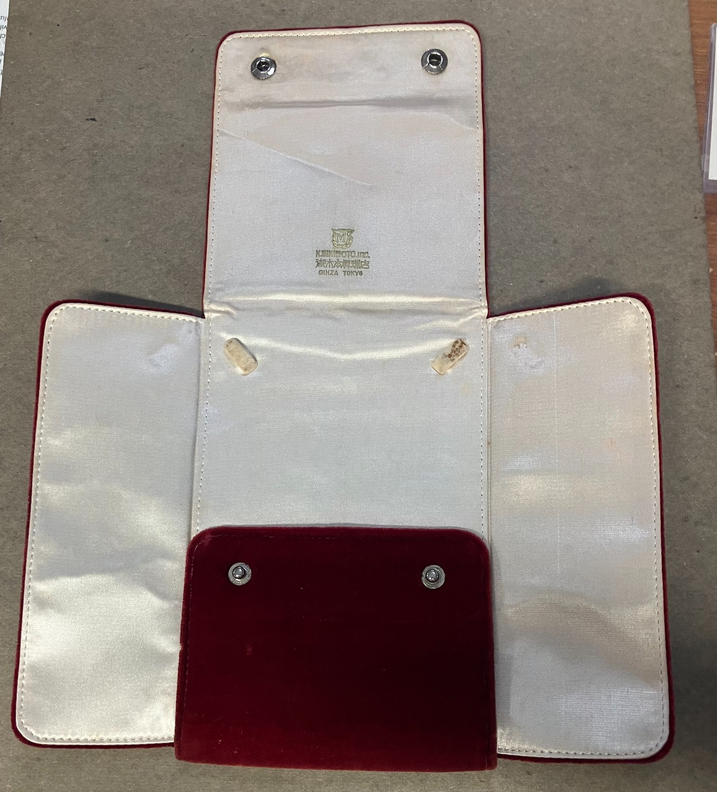 Vintage K. MIKIMOTO Inc Red Velvet Necklace Storage Pouch, Ginza Tokyo NO PEARLS