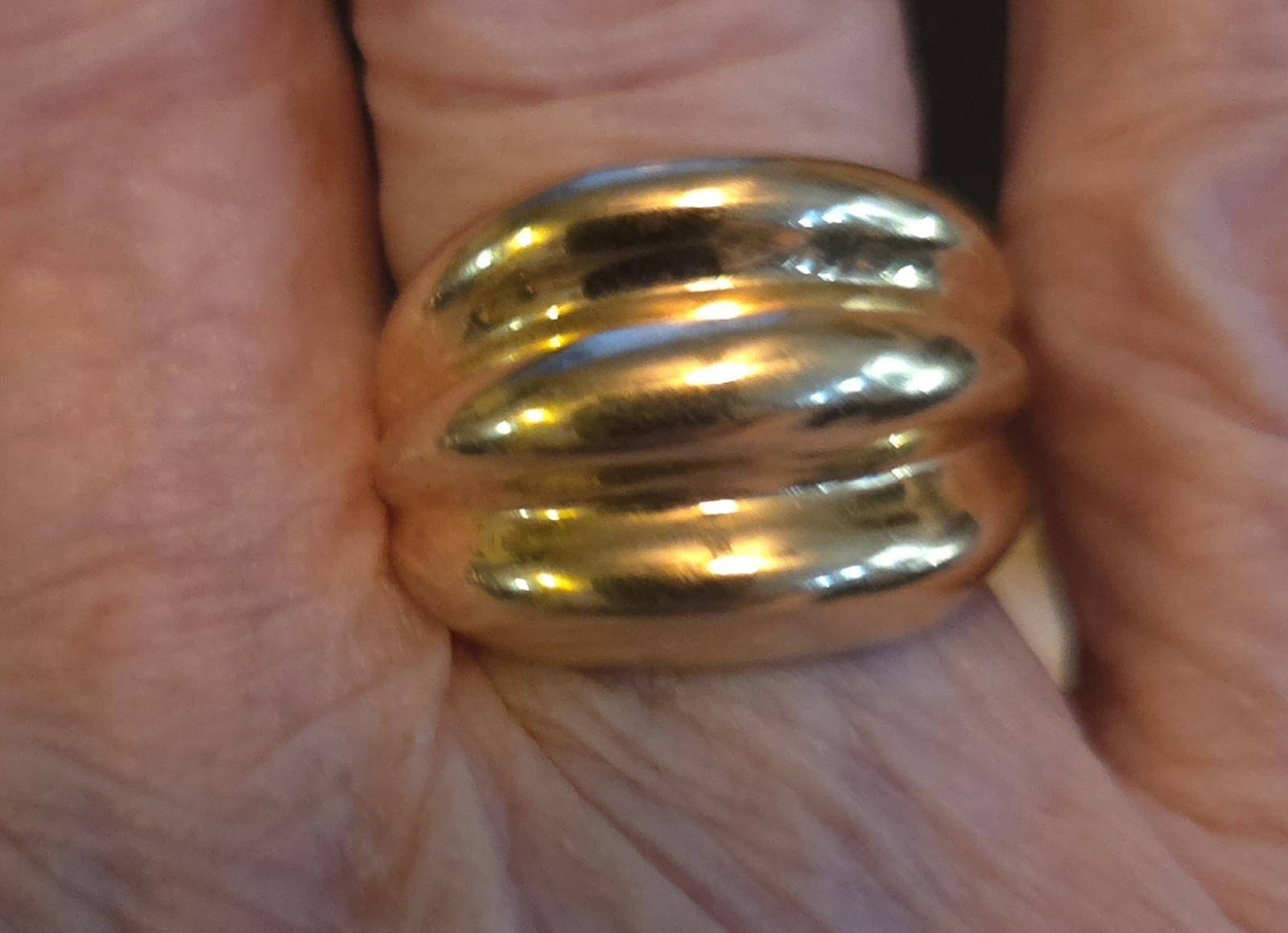 Vintage HSN Triple Band Ring 925 Sterling Silver Gold Vermeil Stacker Statement