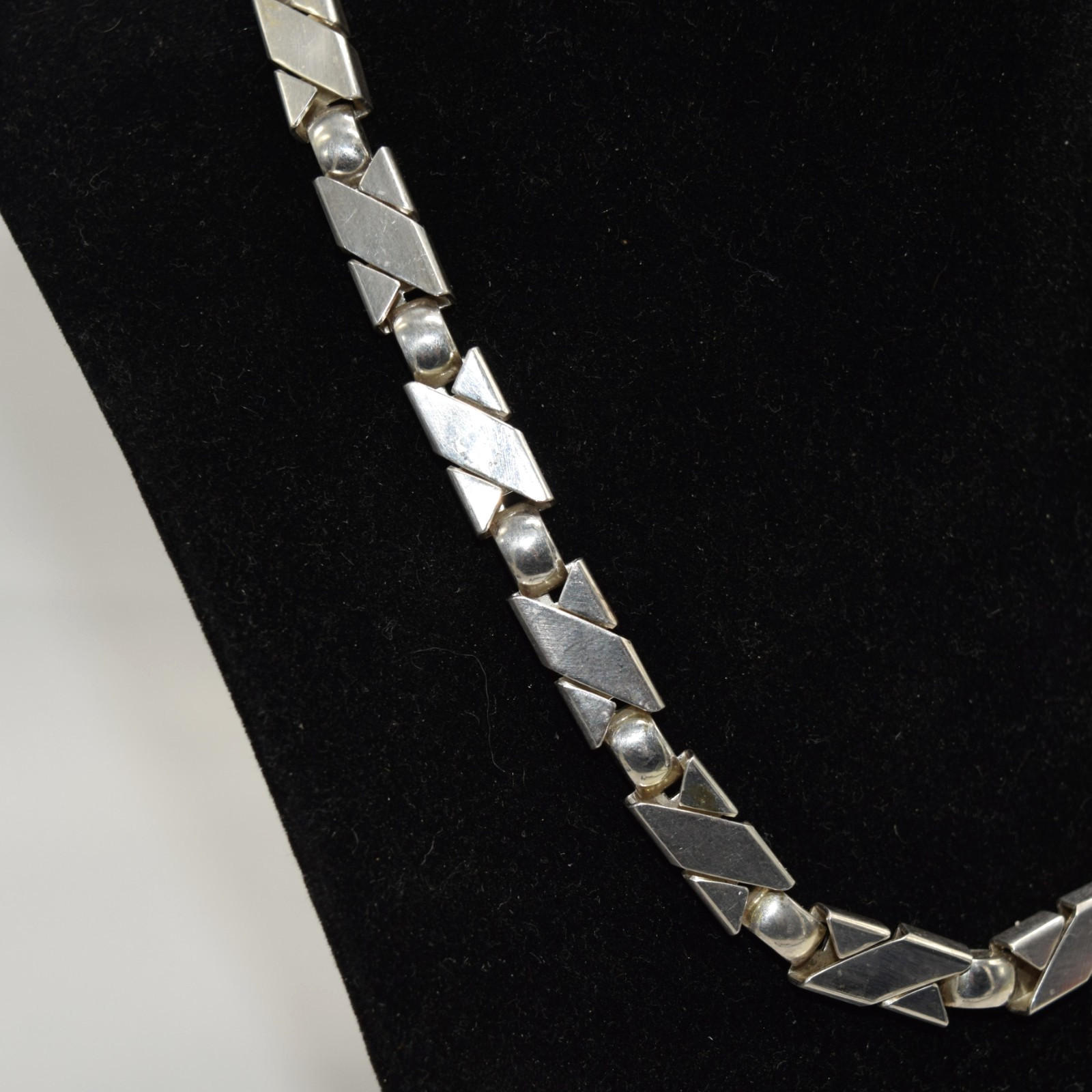 Rare 1971 Henkel Grossé Germany Sterling Silver Modernist Link Necklace-17”, 42g
