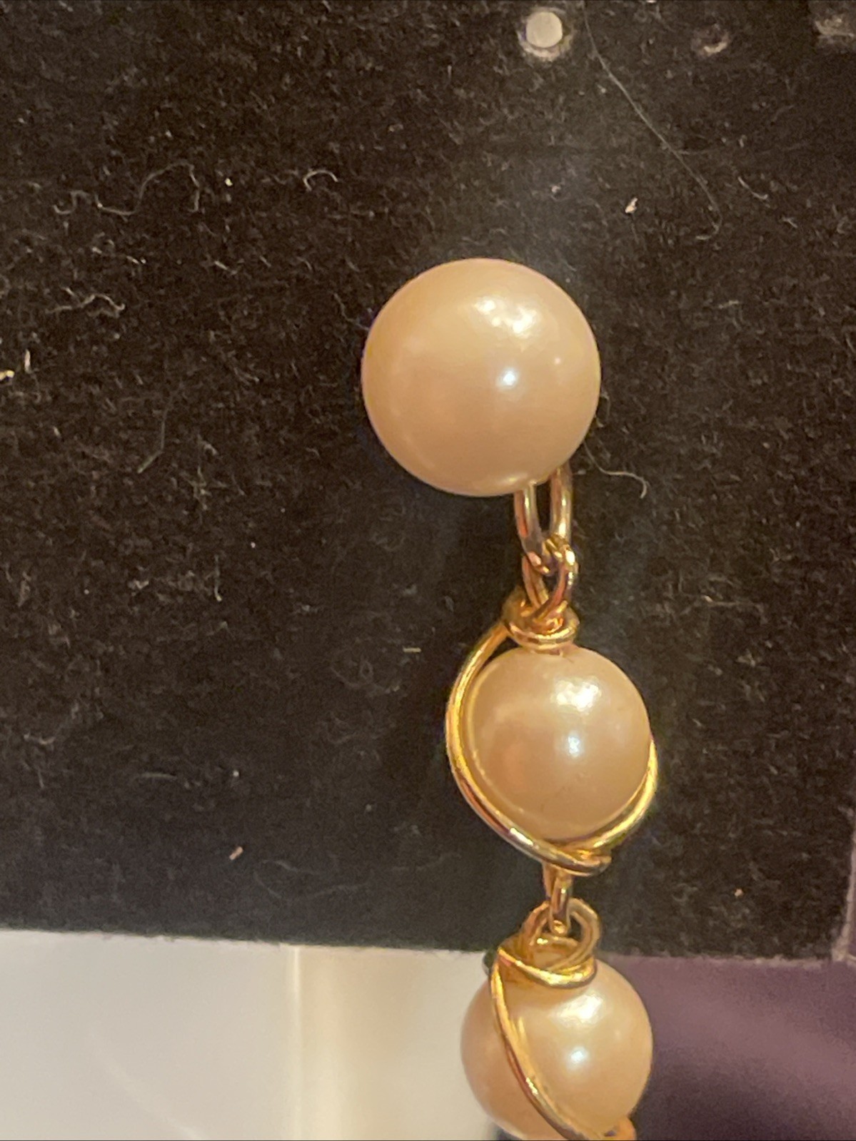 Vintage Faux Pearl Gold Wire Wrapped Earrings