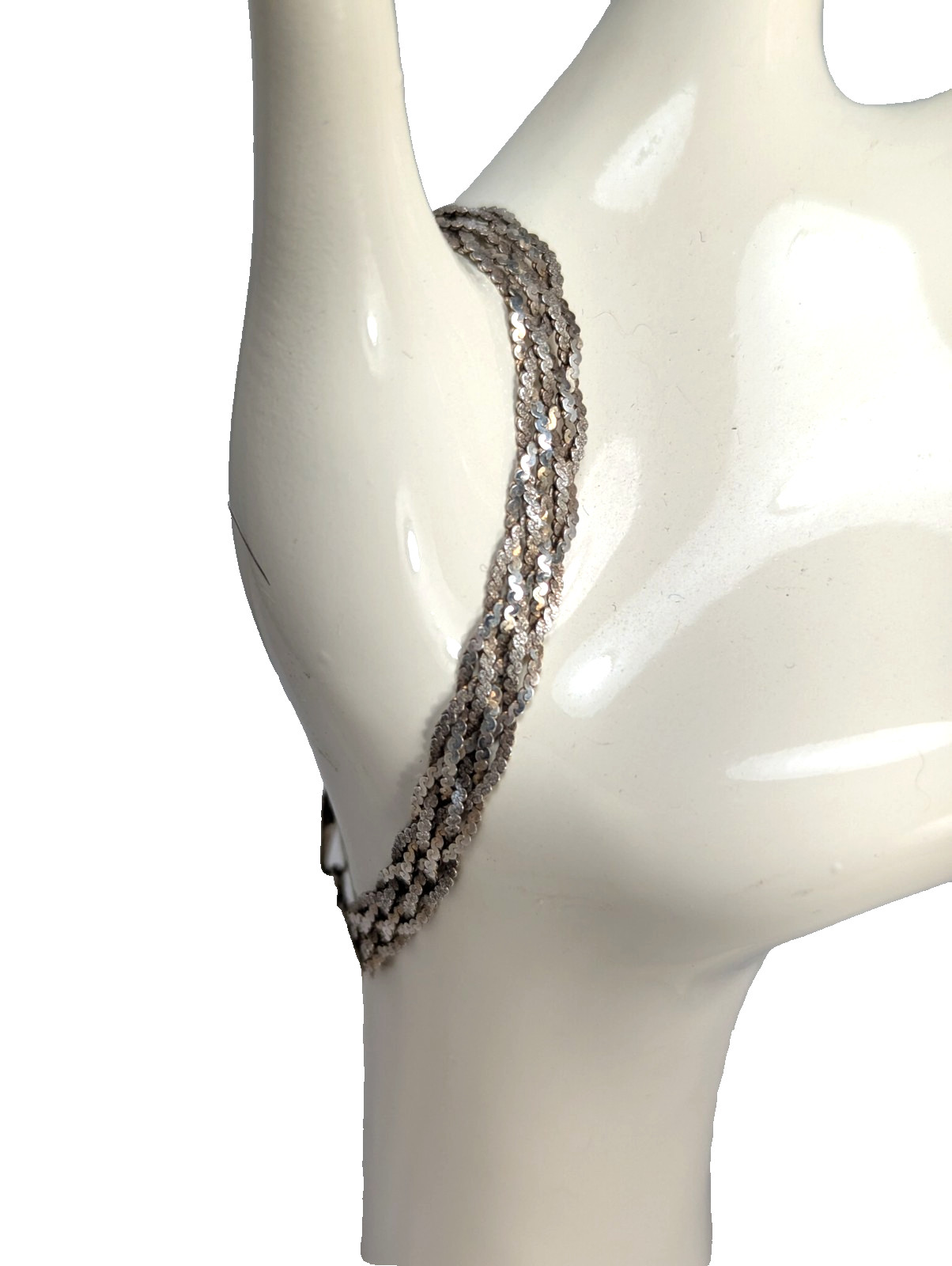 Five Strand Sterling Silver Chain Braided Bracelet MC47 MEX 925 Vintage 7″