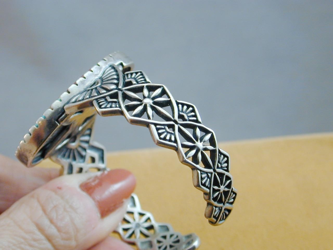 HUGE Carolyn Pollack Relios Sterling Ornate Multi Gemstone Inlay Cuff Bracelet
