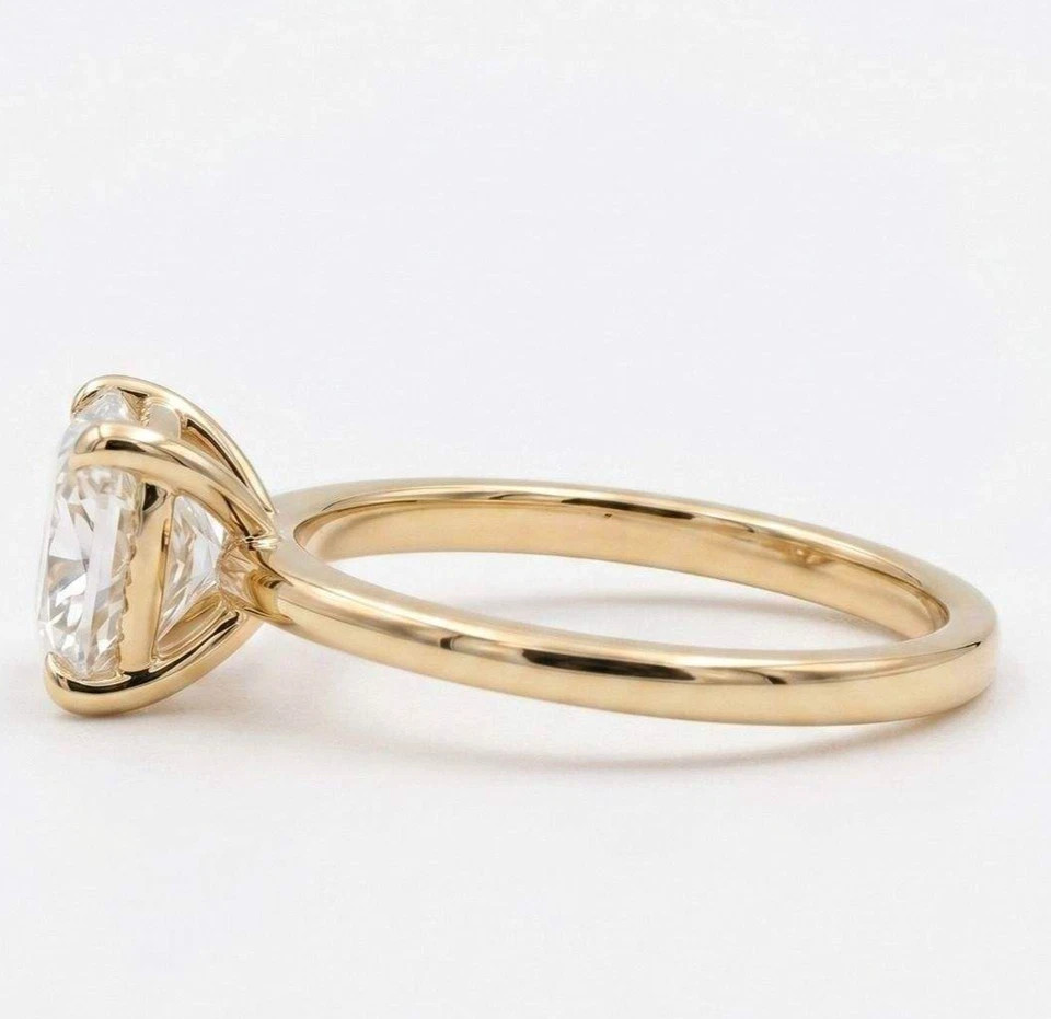 Pure 10K Yellow Gold With Cushion Cut 2.00CT White Moissanite Women Party RingFN