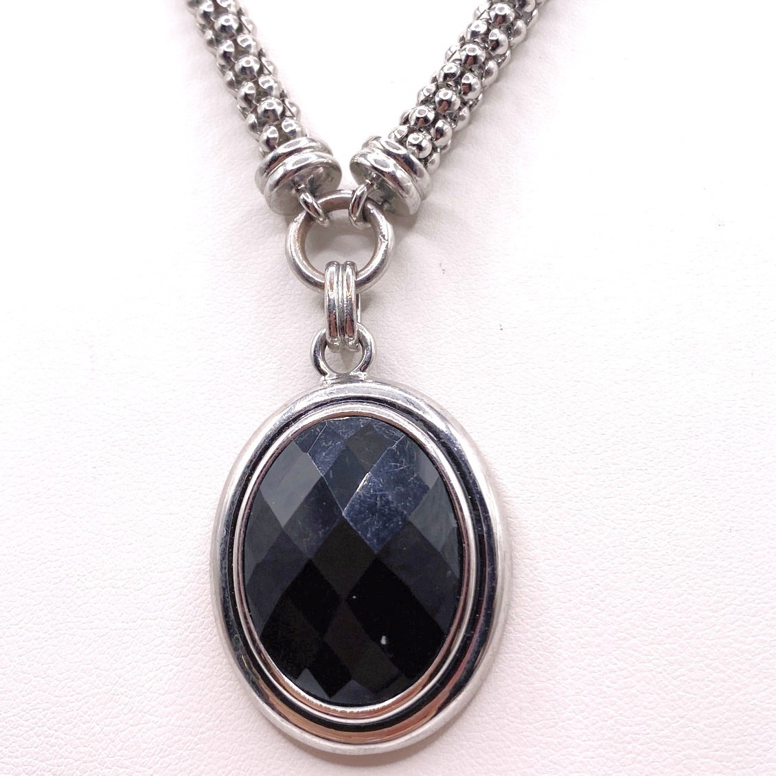 Napier Signed Vintage Necklace 22” Long Black Lucite Pendant