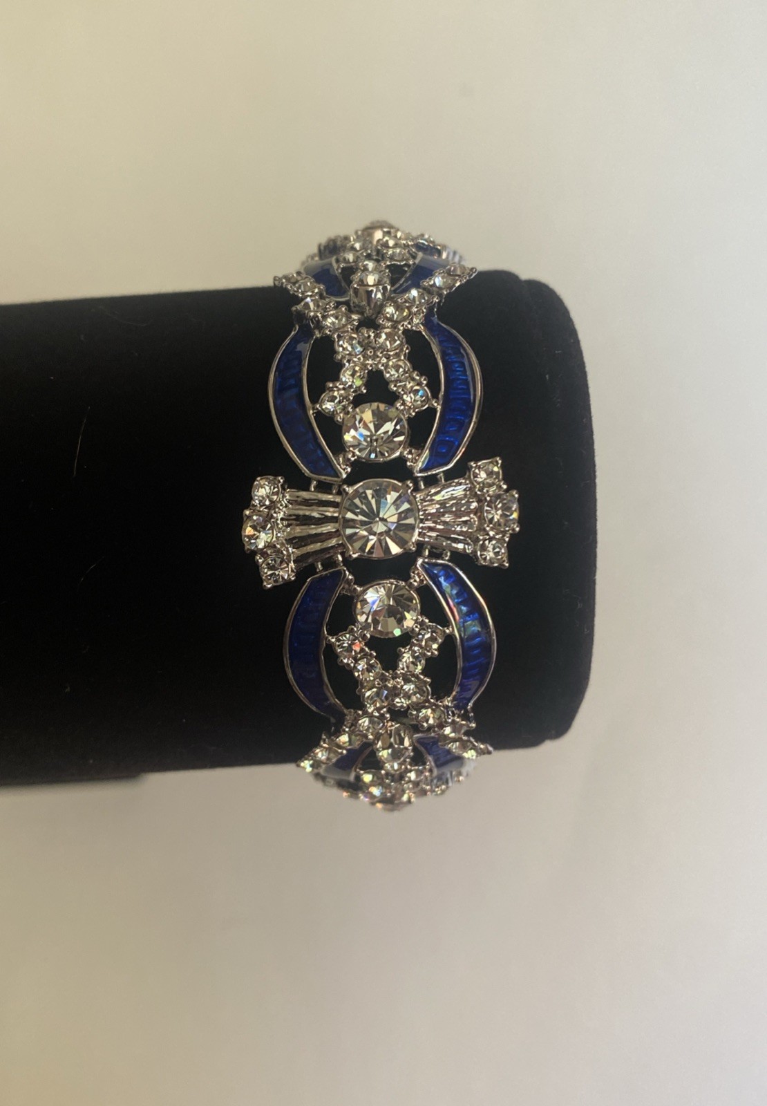 Camrose & Kross Jacqueline Kennedy Blue Enamel Silver Link Bracelet JBK