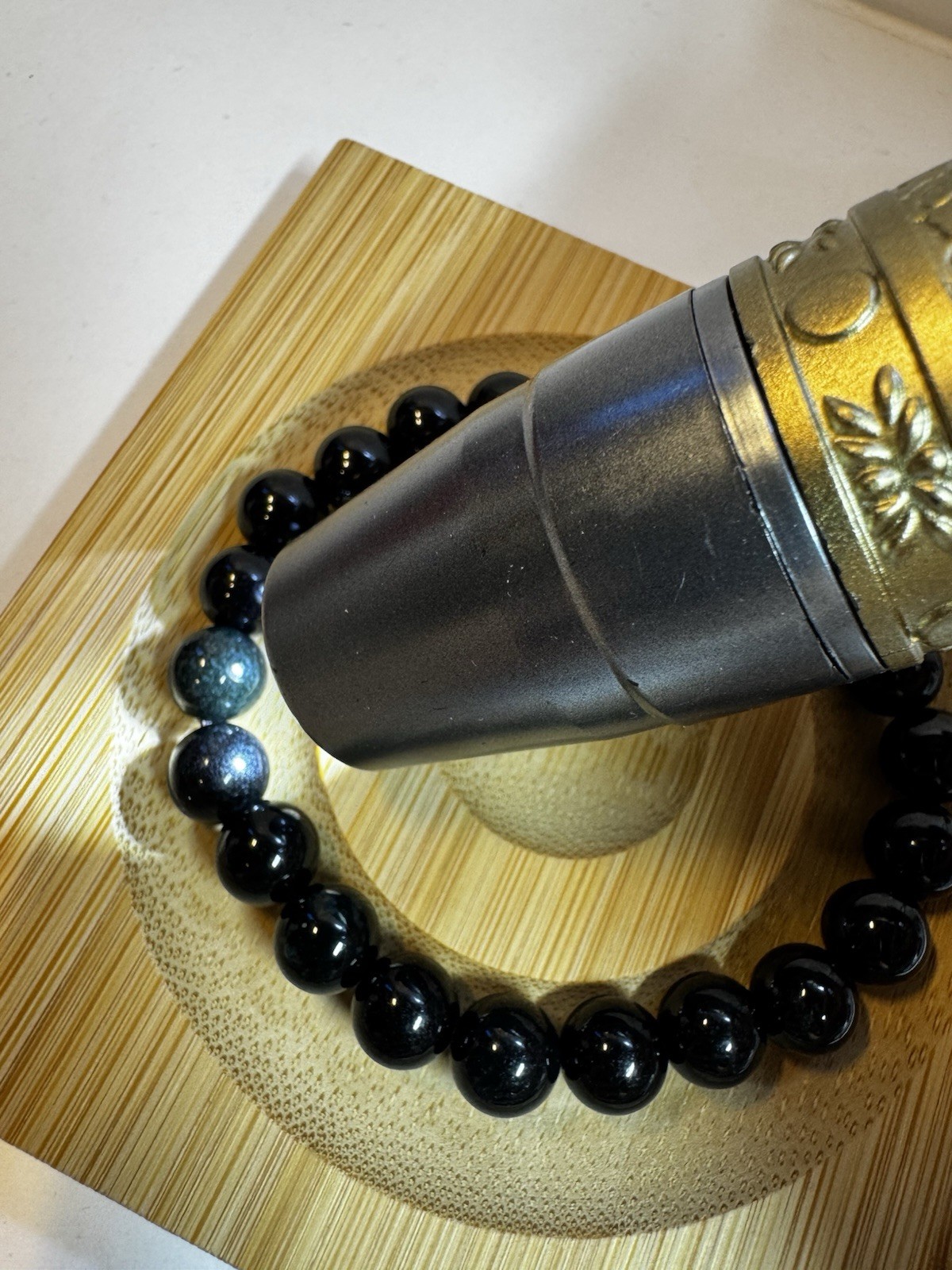Natural Burmese A-Grade black Jade jadeite 23 beads stretch bracelet 8mm new