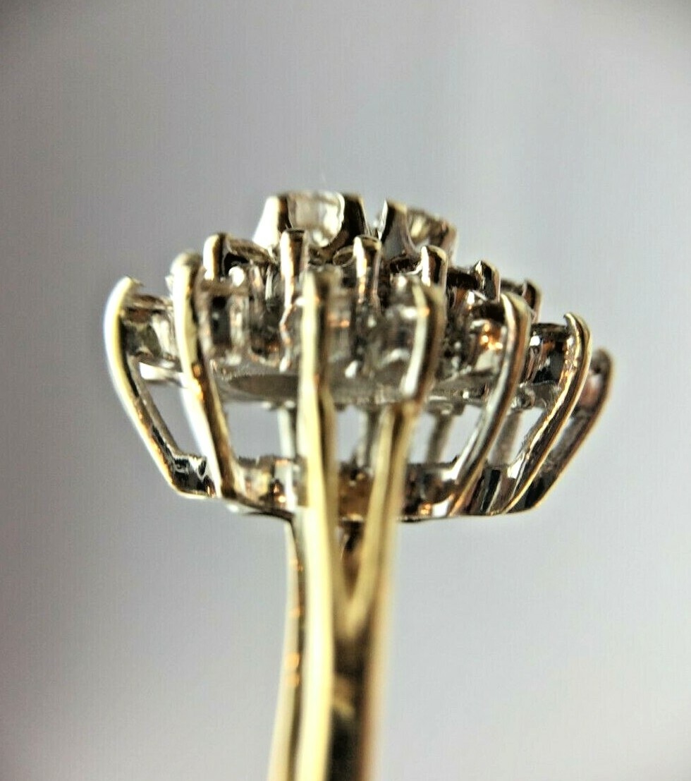 Vintage 0.45ct Champagne Diamond Pear-shaped Cluster 14K Yellow /White Gold Ring