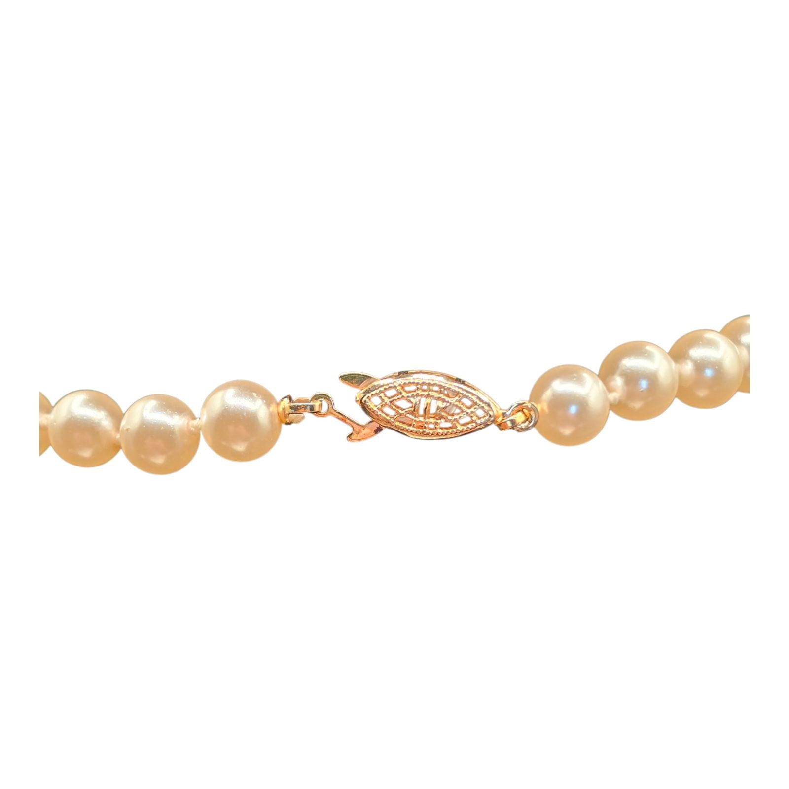 Vintage Hand-Knotted Glass Faux Pearl Choker Necklace Fish Hook Clasp 16 Inches