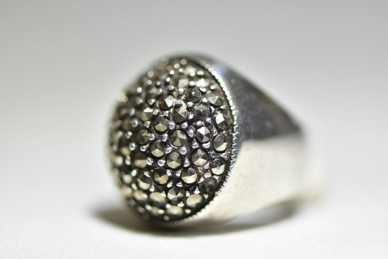 Dome Marcasite ring Art Deco Boho influences women Size 5.75