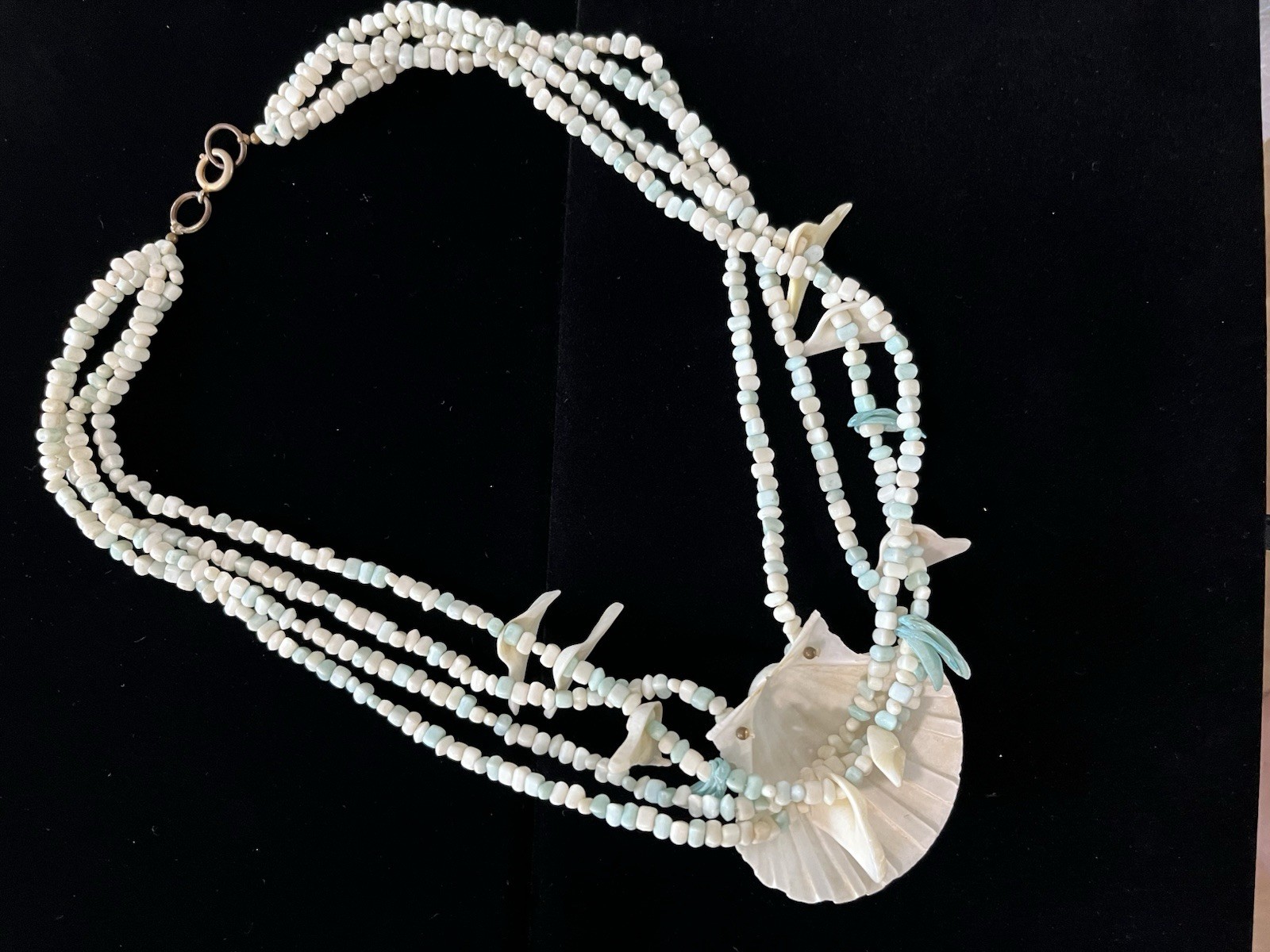 Beaded Faux Shell Statement Necklace