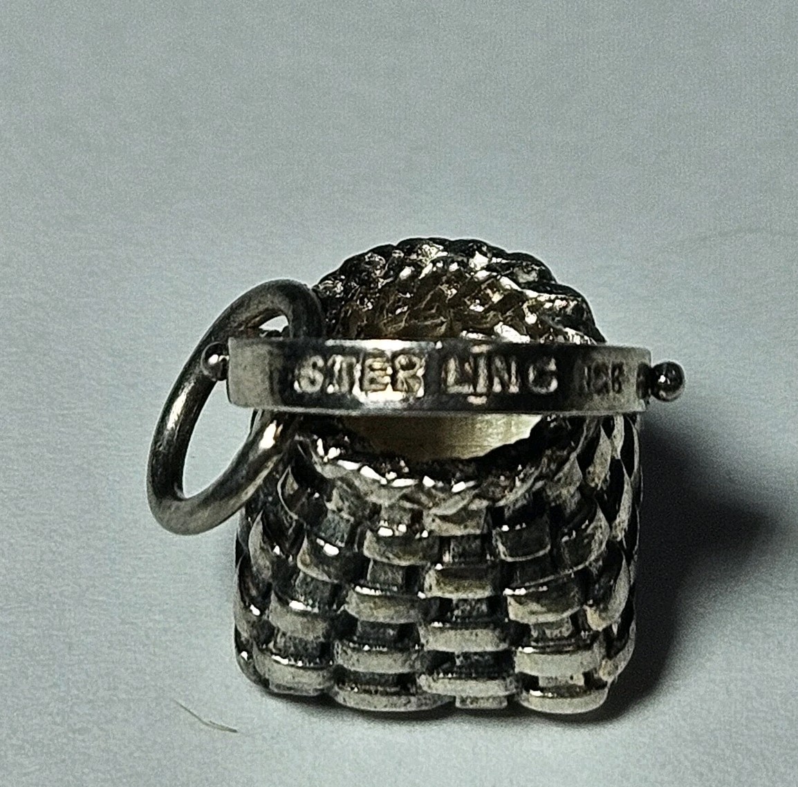 Vintage RCB Sterling Silver 1 Cm Wicker Basket With Handle Charm 4.56 Grams 925