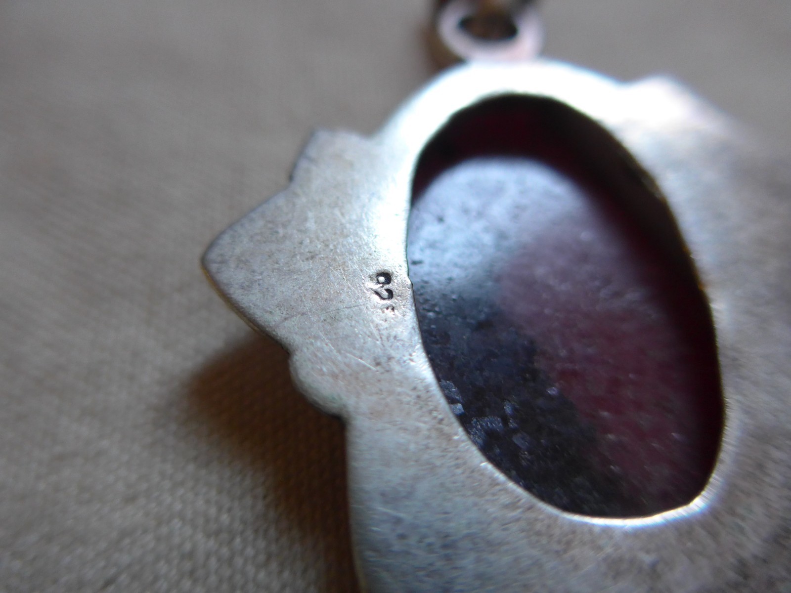 925 Sterling Silver Vintage Rhodonite Gemstone Large Pendant