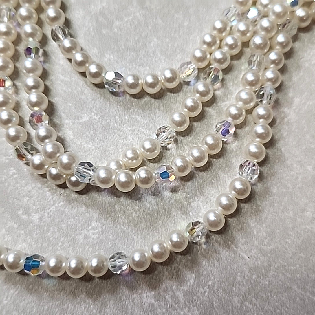 Vintage Faux Pearl Beaded Necklace Lot Bracelets Multicolor Glass Acrylic Layers