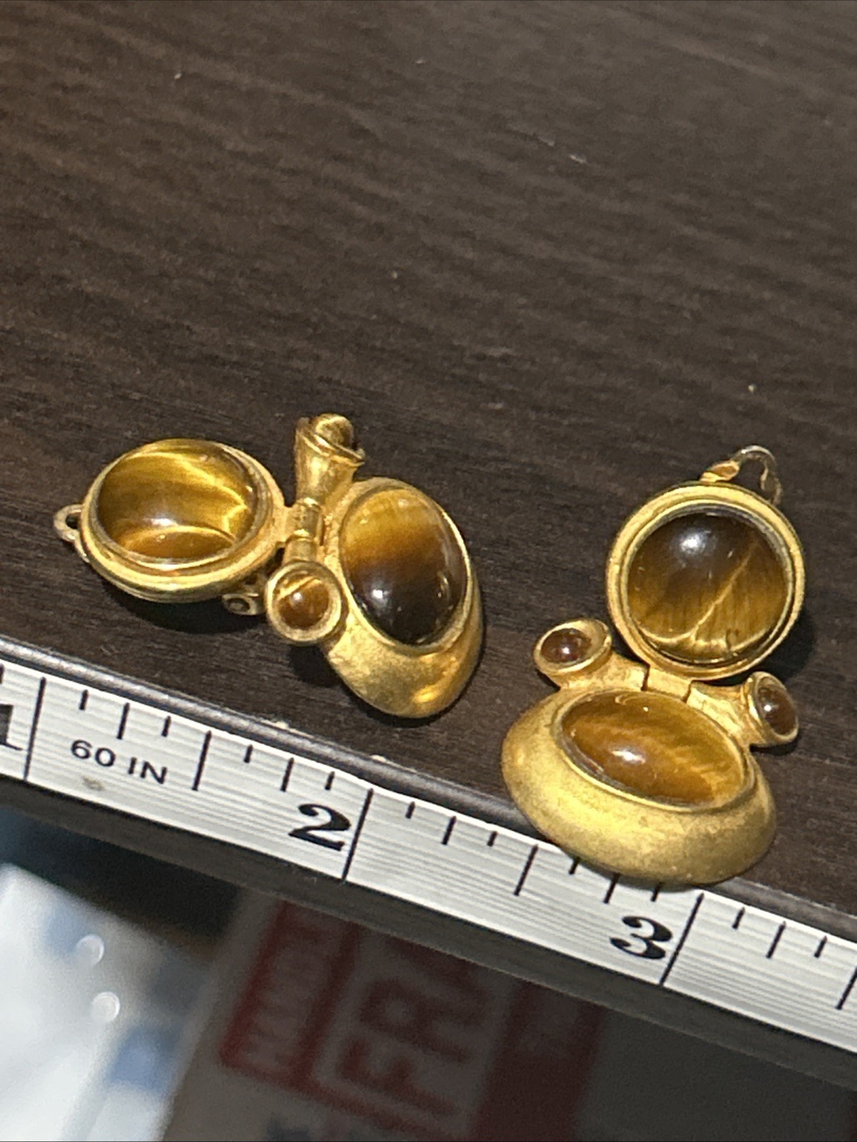 JADED Jewels 22k Gold Plated Beautiful Door Knocker Tiger Eye Clip On Earrings