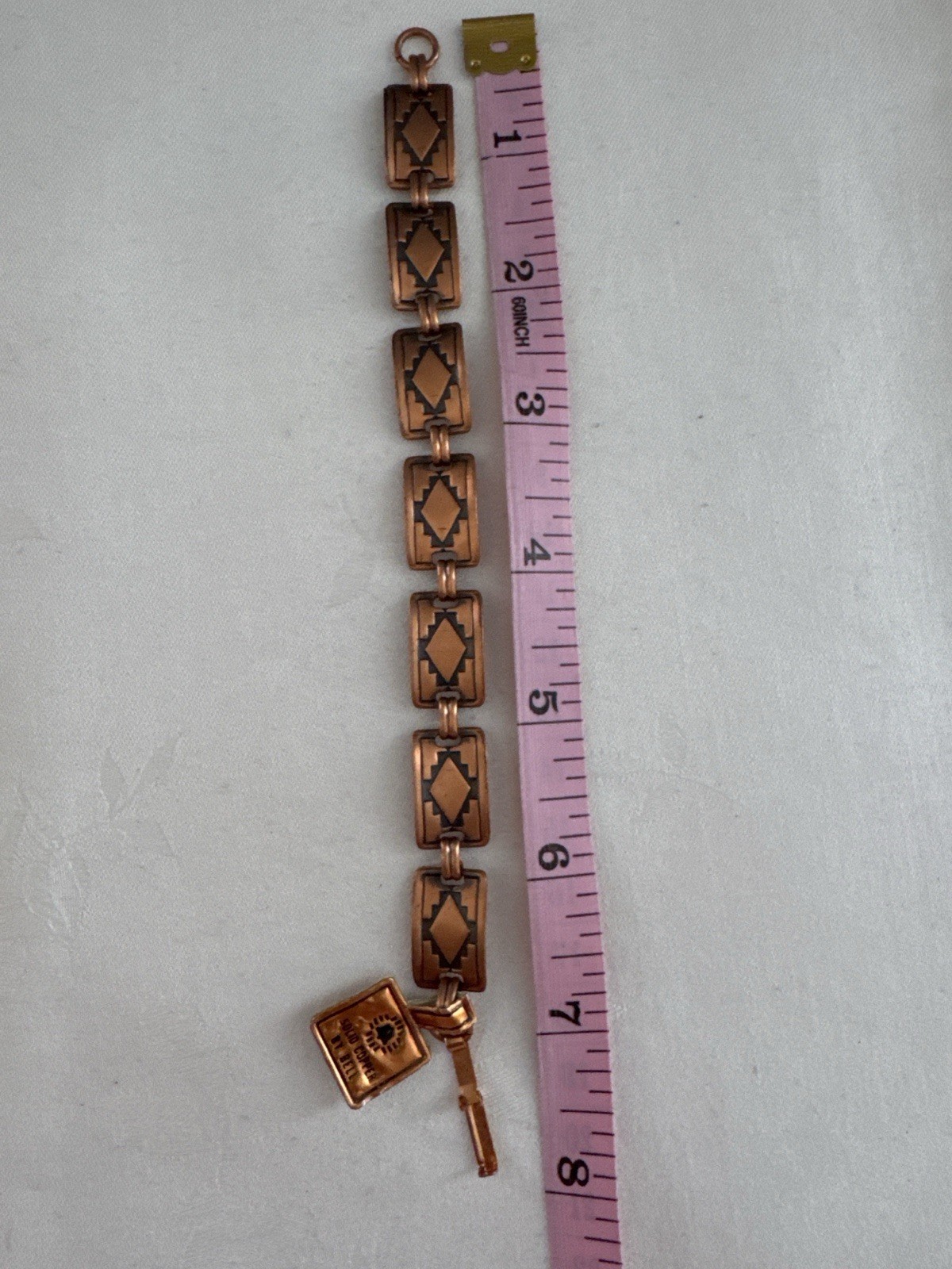 Vintage Bell Trading Post Solid Copper Bracelet Southwestern Geometric 1950s-Tag