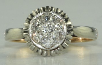 FRENCH ANTIQUE 18K GOLD PLATINUM .70 CARAT DIAMOND RING