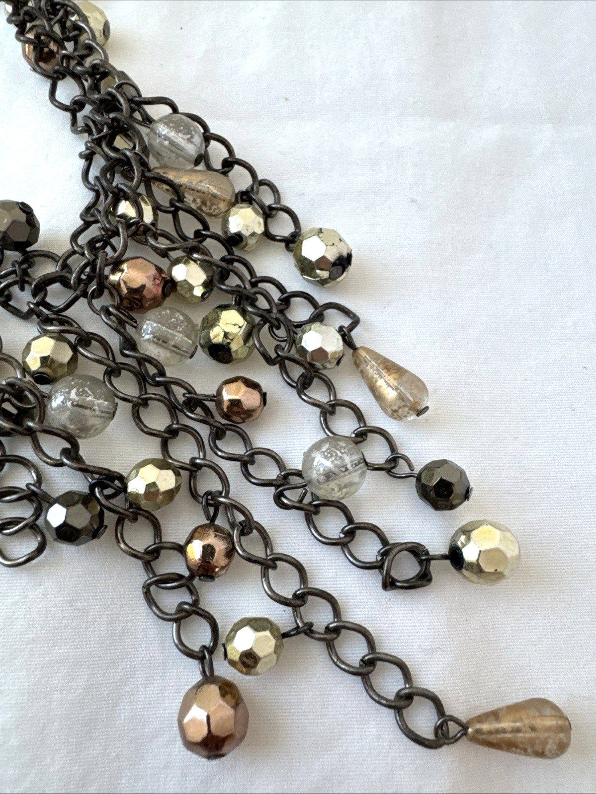 Gunmetal VTG Modernist Metal Necklace Mesh Chainmail Choker goth Hippie Gypsy