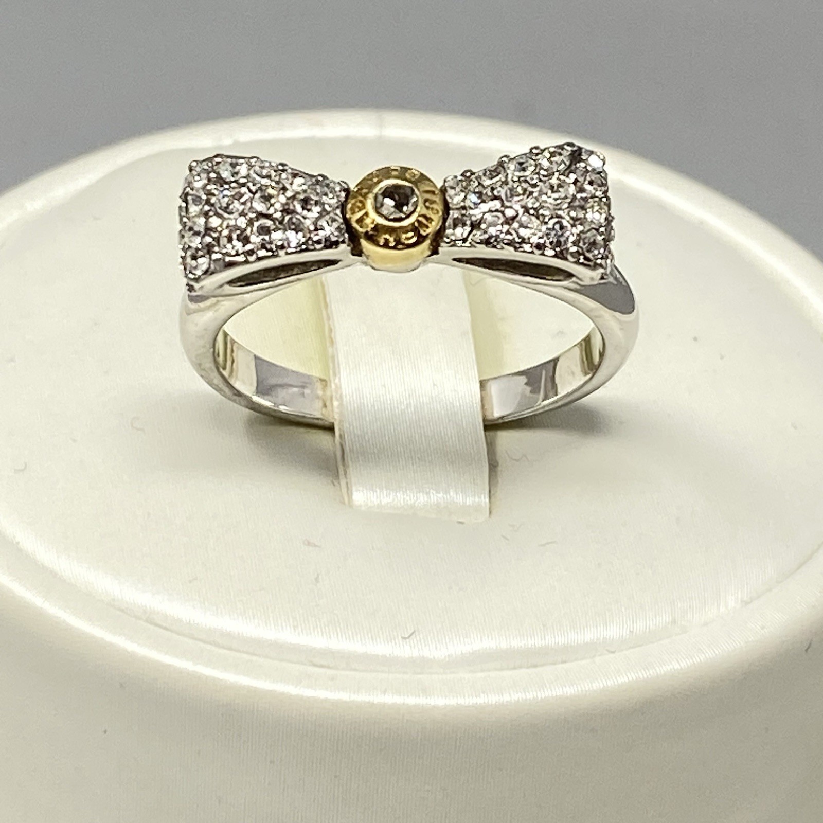 Henri Bendel Bow Coctail Ring Henri Bendel Two Tone Swarovski Crystals Pave 6.5