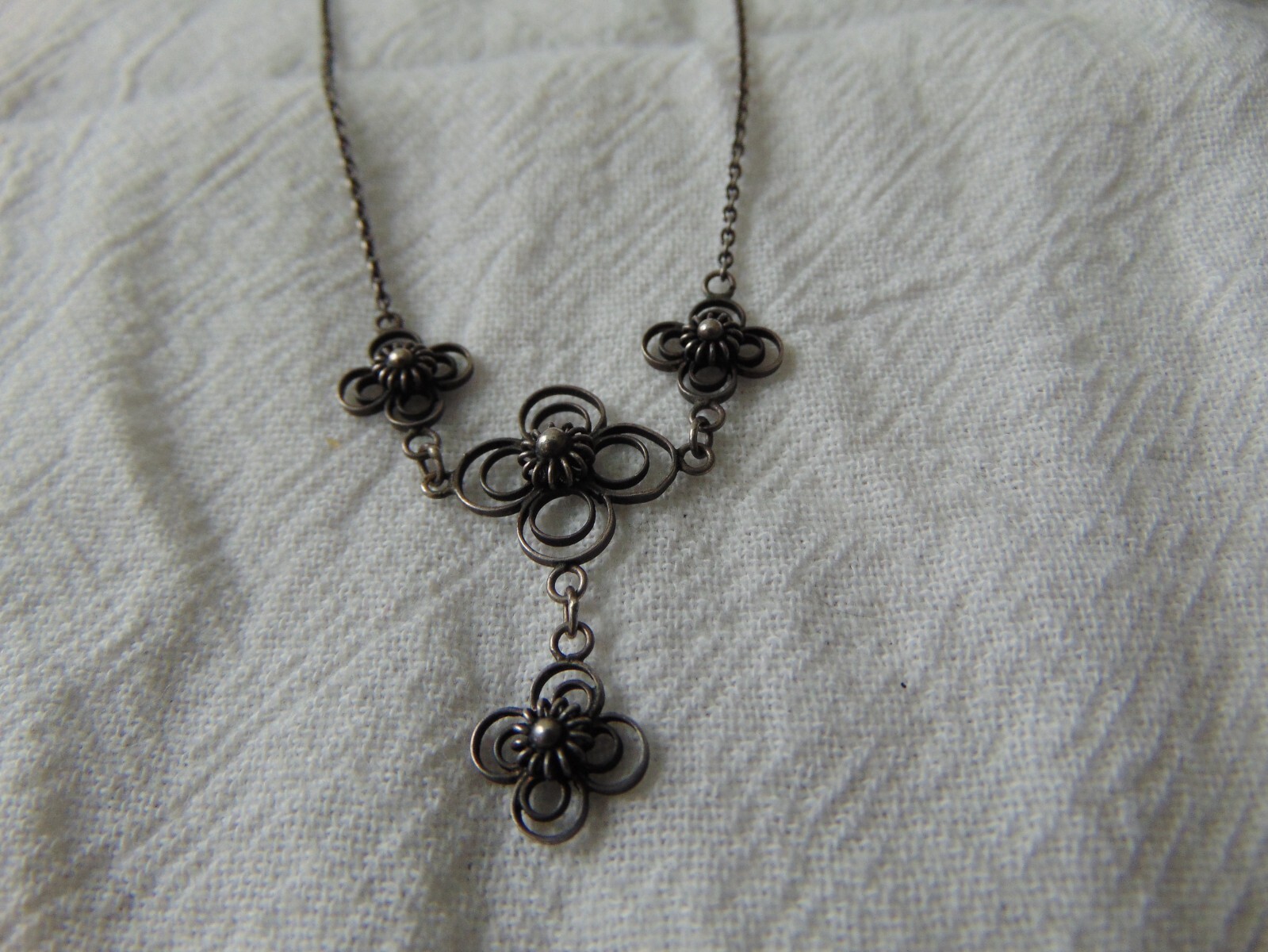 vintage antique sterling silver Cannetille necklace