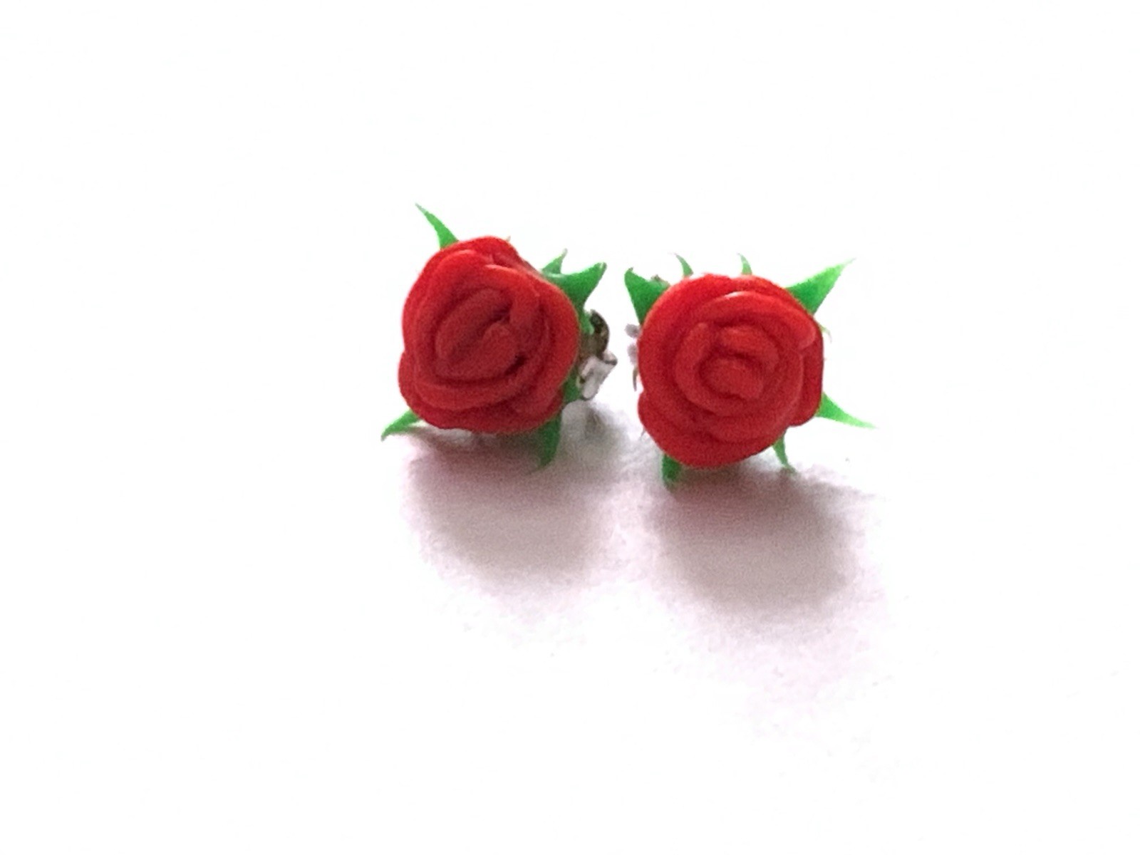 Vintage Y2k Rubber Rose Earrings Silicone Hot Topic Goth Punk Romantic Red Green