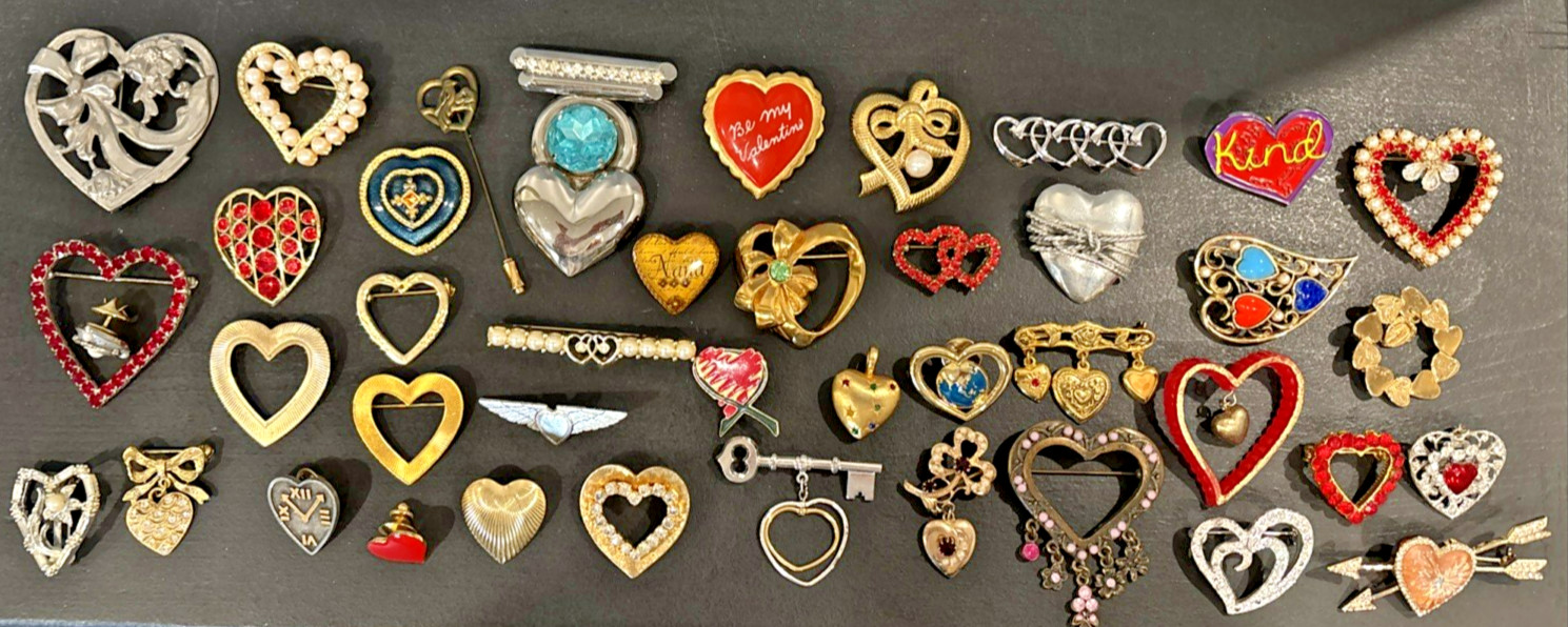 Lot 42 Vintage Now Pin Heart Hearts LC Sarah Coventry Avon Anne Klein ONLY $2