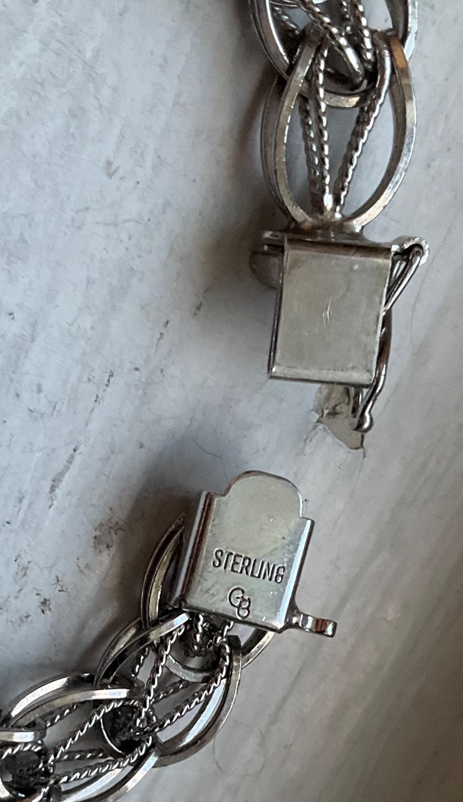 Vintage Starter GB SILVER CHARM BRACELET 7 1/3” Wearable Inside Twist