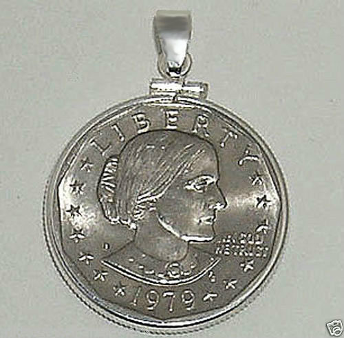 Coin Jewelry Pendant Susan B. Anthony Sterling Silver Bezel Soldered Bail New