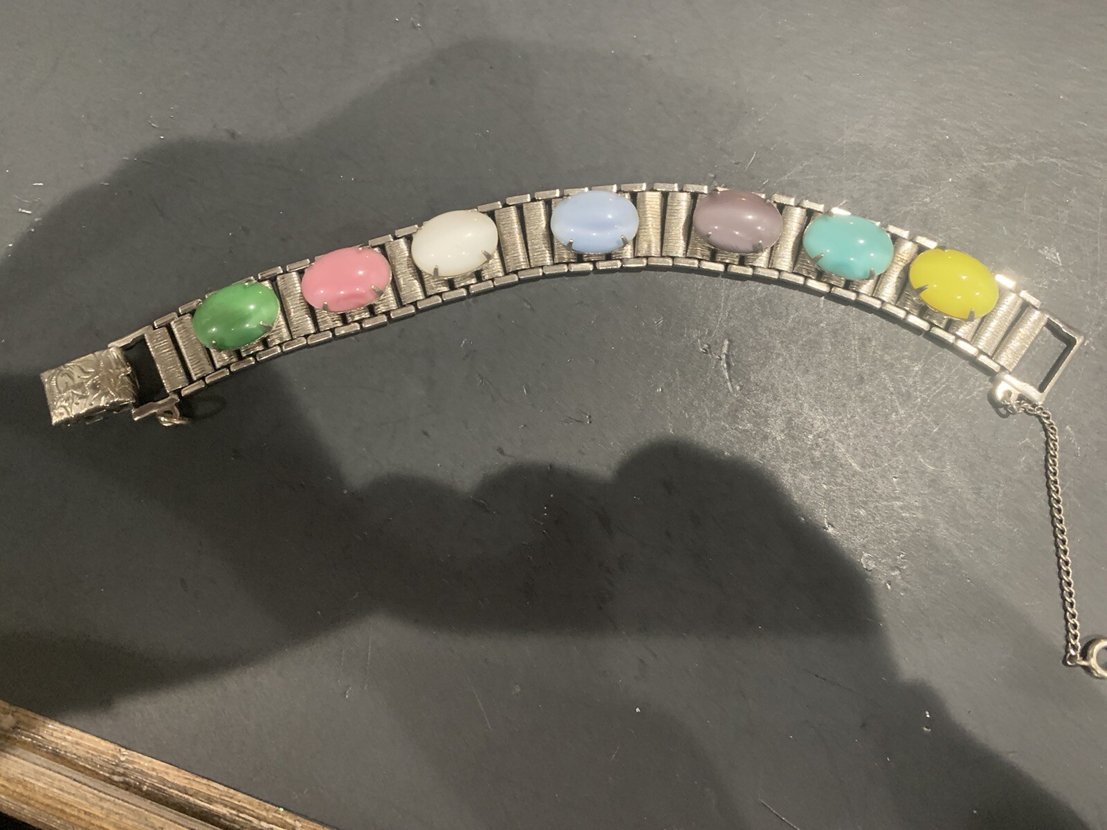 Vtg SARAH COVENTRY Party Pastels Bracelet, Silvertone, Multi Color Stones