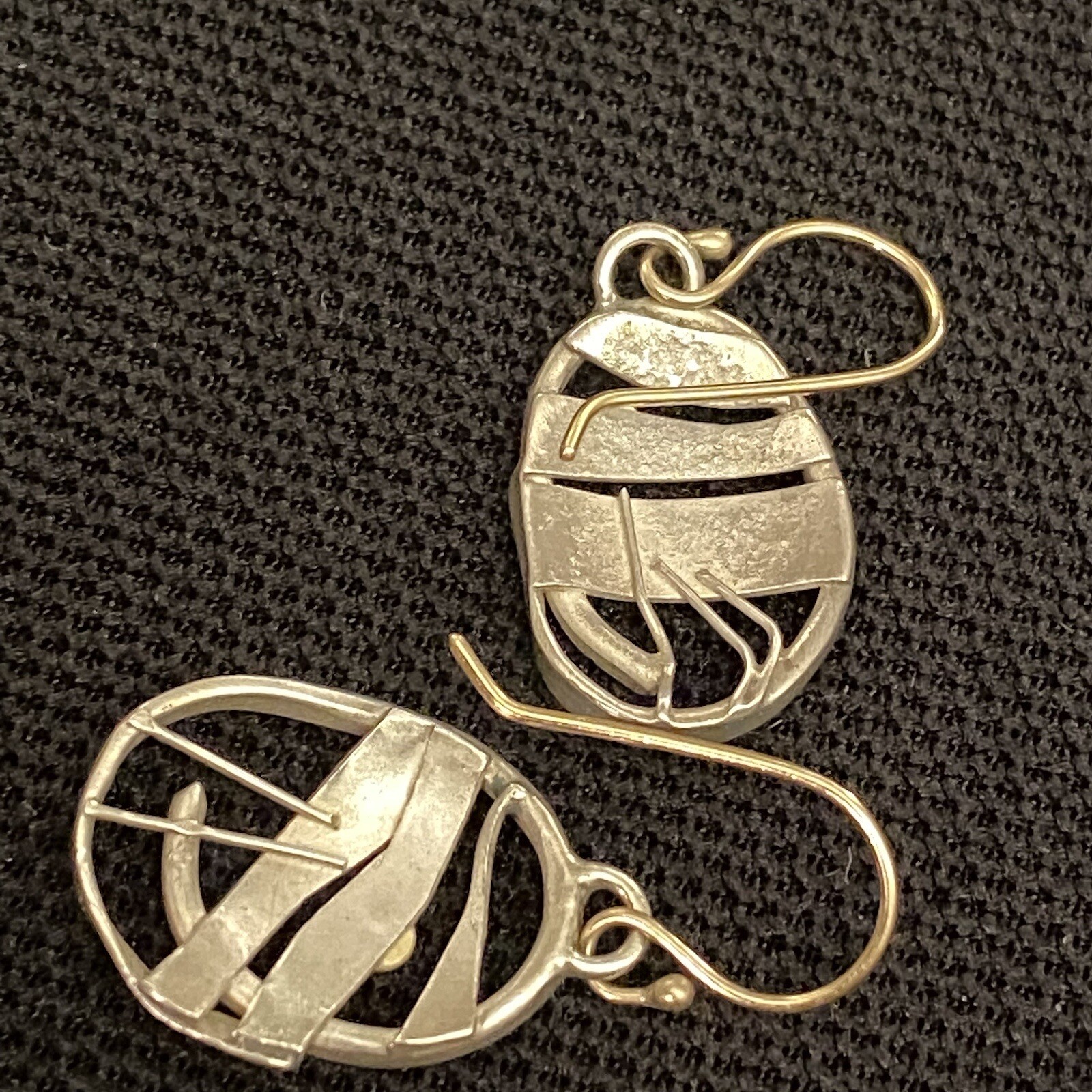 ARTISAN HAND MADE ESTATE STERLING SILVER MODERNIST VERMEIL DETAIL 1 1/8” X 1/2”
