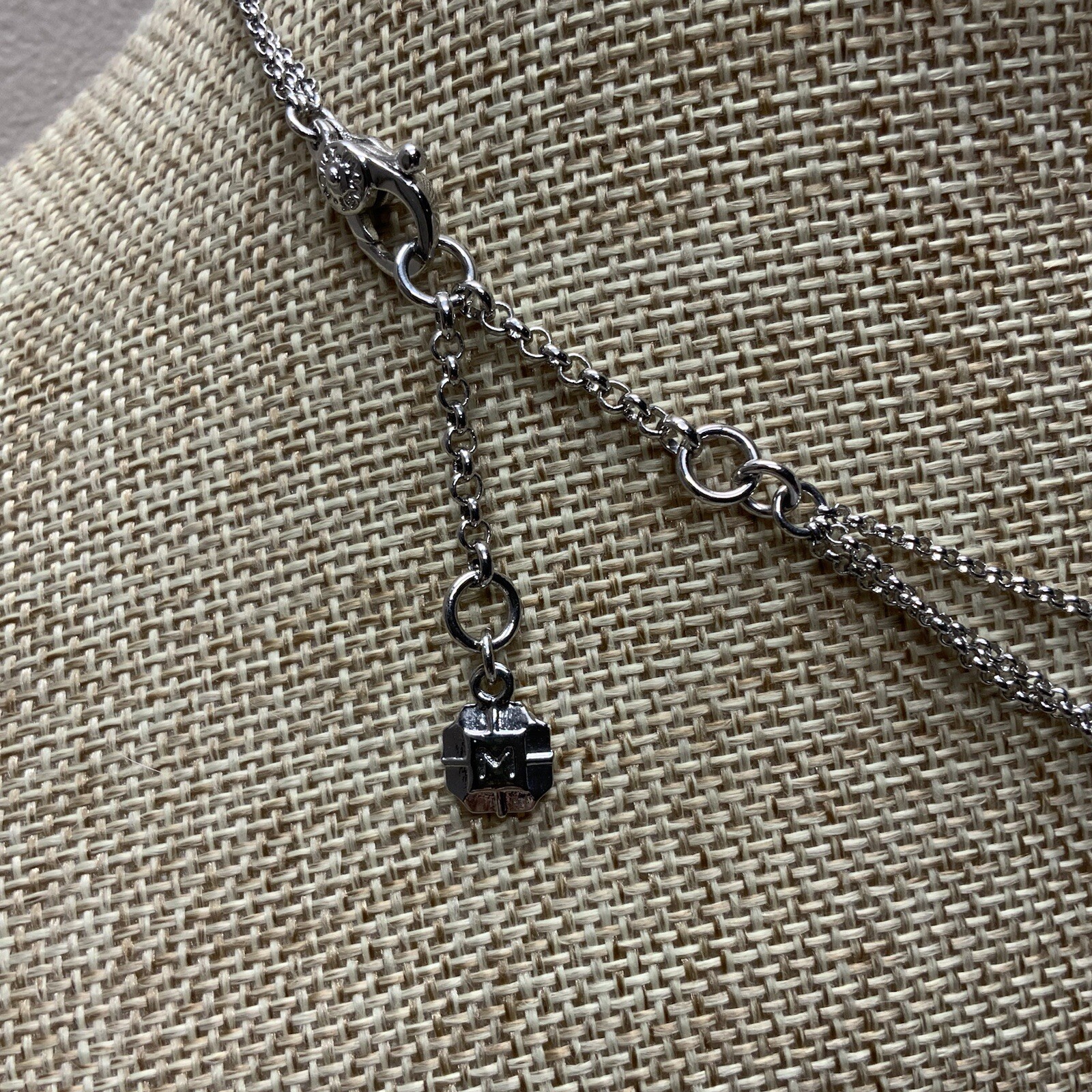 Modern signed MONET gray pearl and bezel rhinestone multi-strand necklace