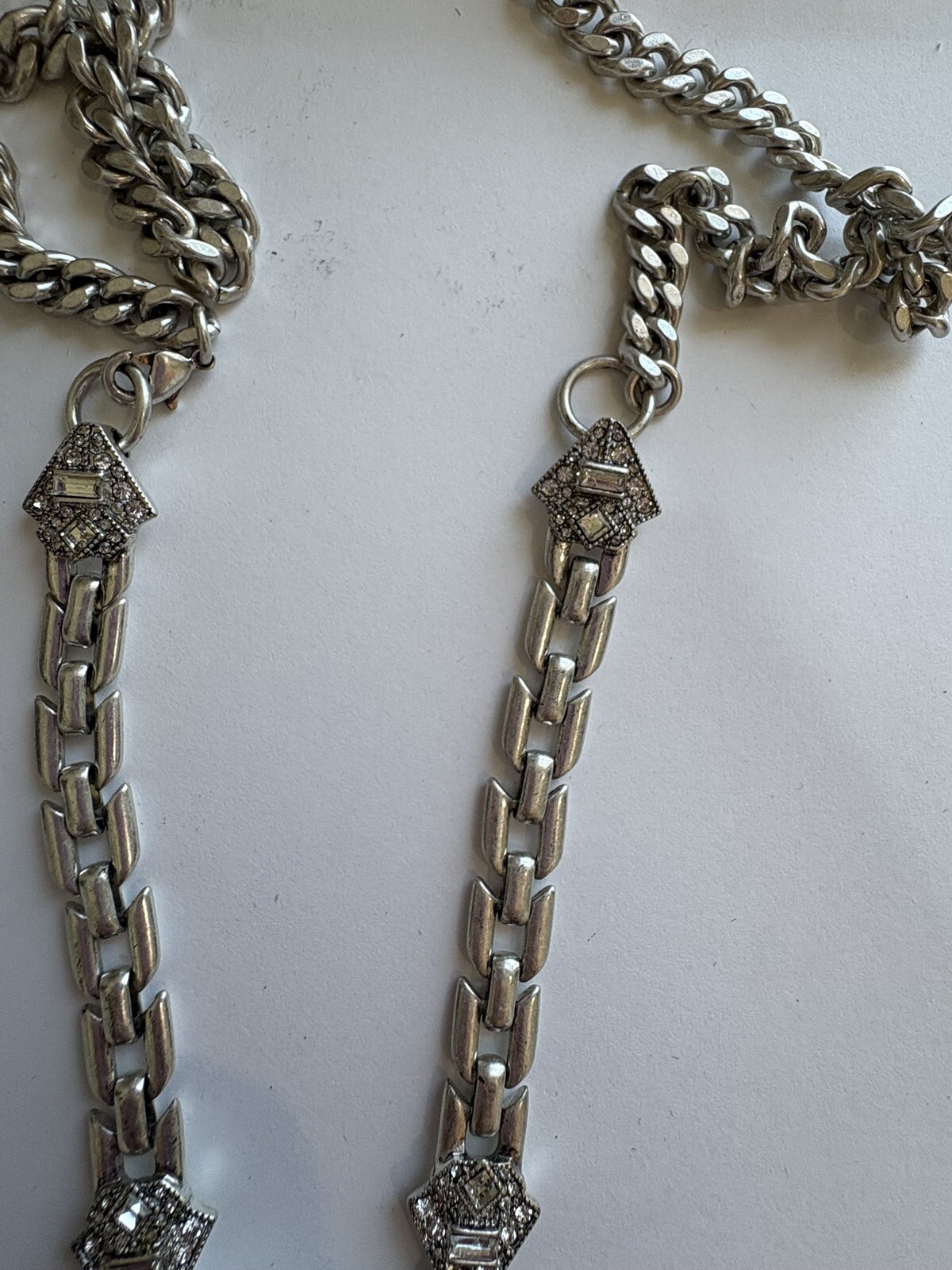 Stella & Dot Necklace Casablanca Rhinestone Silver Tone Convertible Pendant 18”