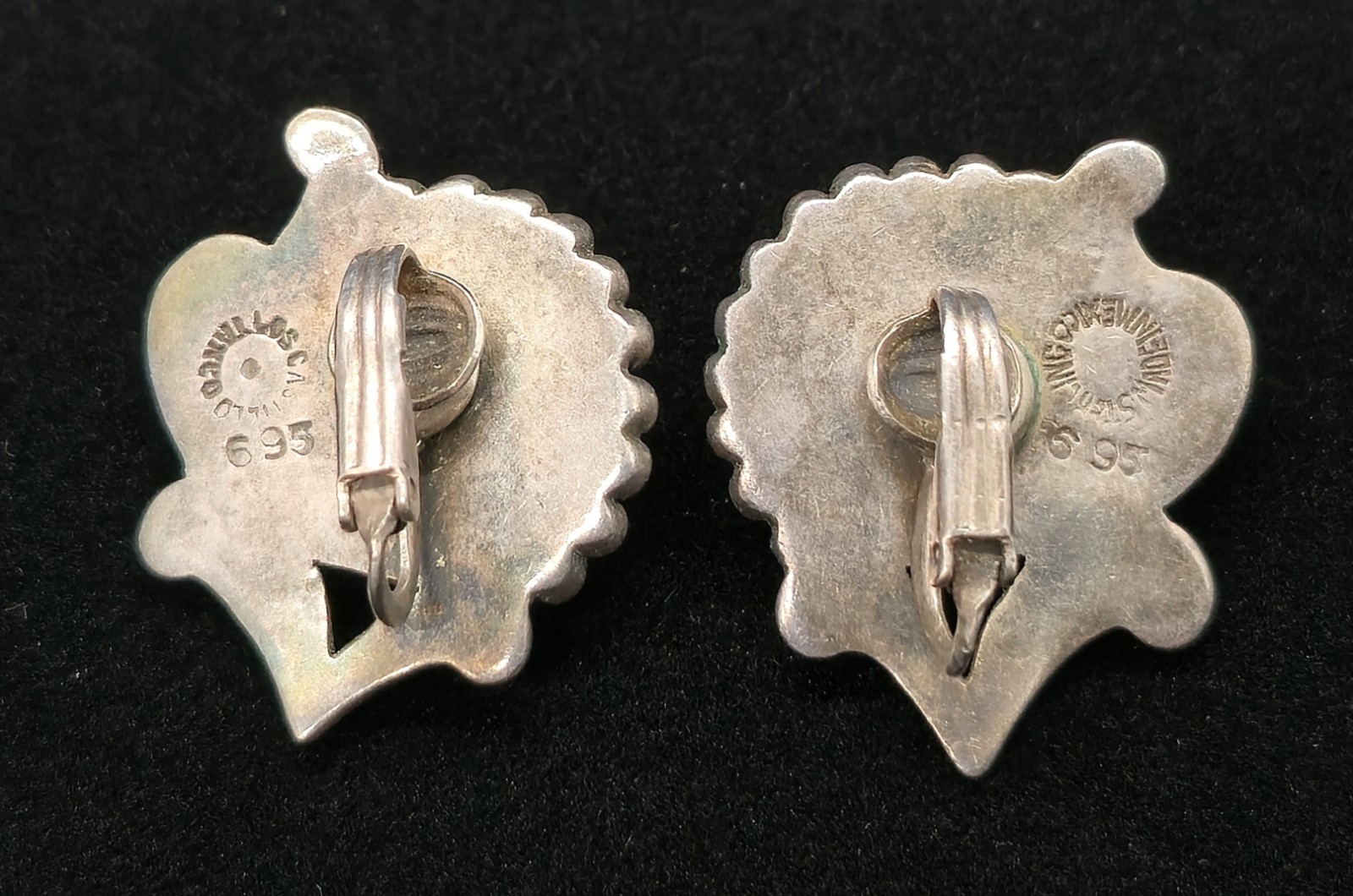 Vtg Signed Los Castillo 695 Sterling Silver Amethyst Clip On Earrings