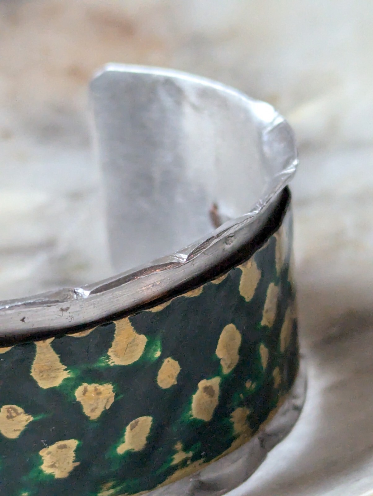 Vtg Merle House Metalwork Aluminum Cuff Bracelet Statement Artisan Jewelry USA