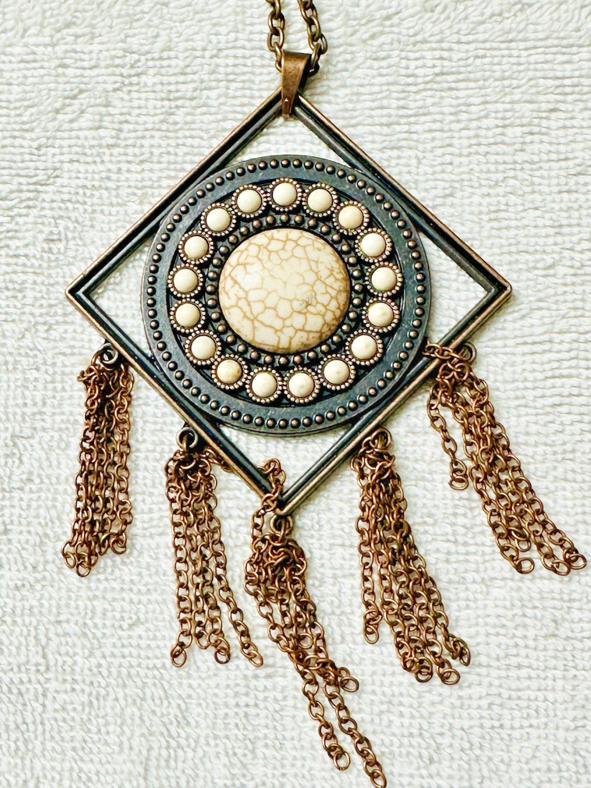 Bold Mod Chain Fringe Bead Cabochon Bib Focal Tassel Pendant 3 Necklace Lot n840