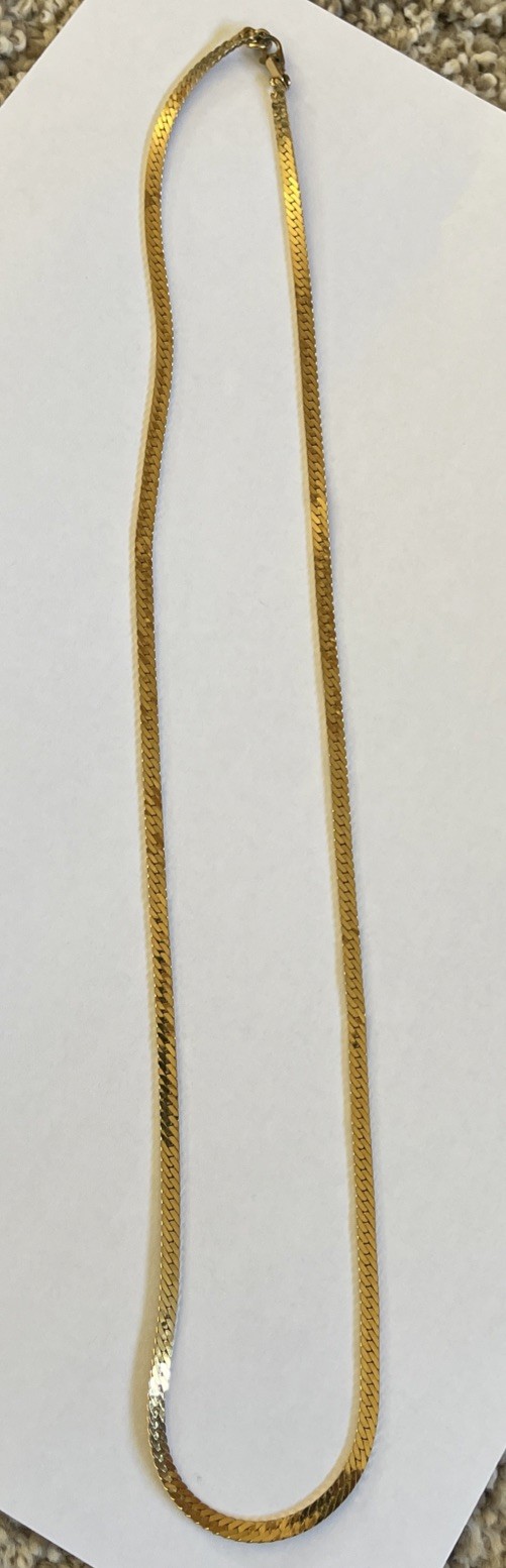 Monet Vintage Gold Tone Herringbone 24” Necklace 1/8” Wide Sister Clasp