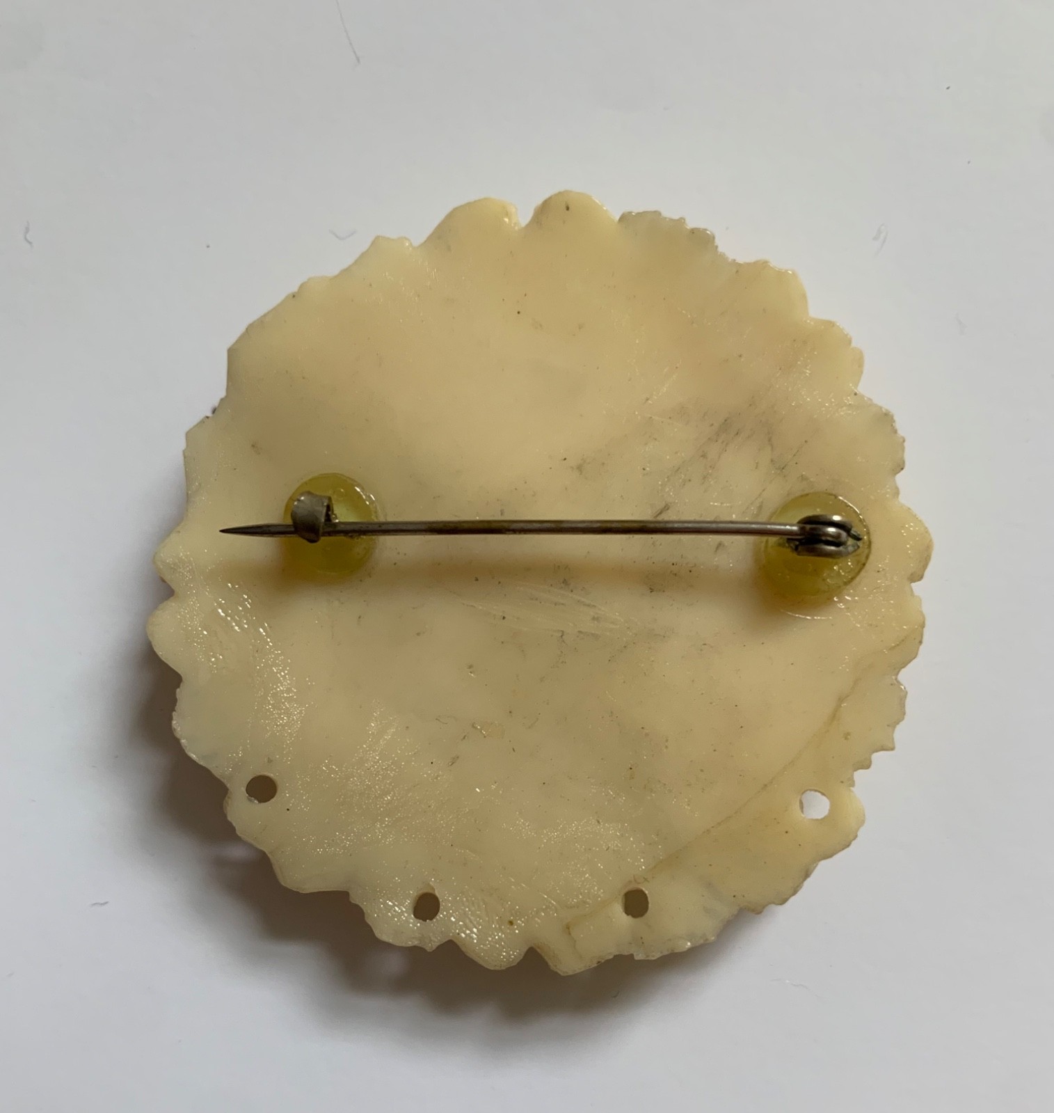 Vintage Japanese Celluloid Ivory Floral Brooch Pin 1930s-1950s