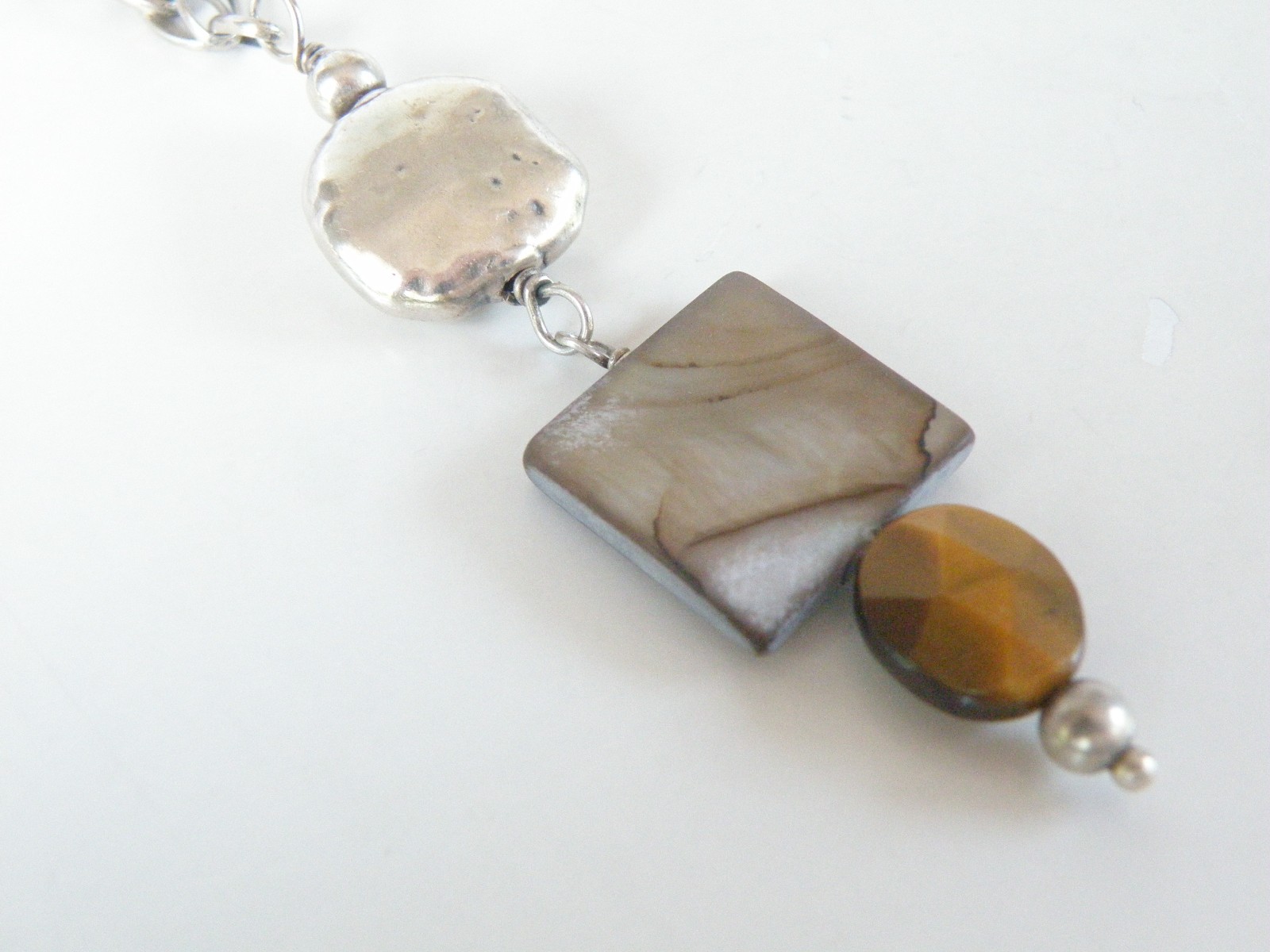 Silpada Sterling Silver 925 Rustic Boho Abalone Rolo Chain Link Necklace