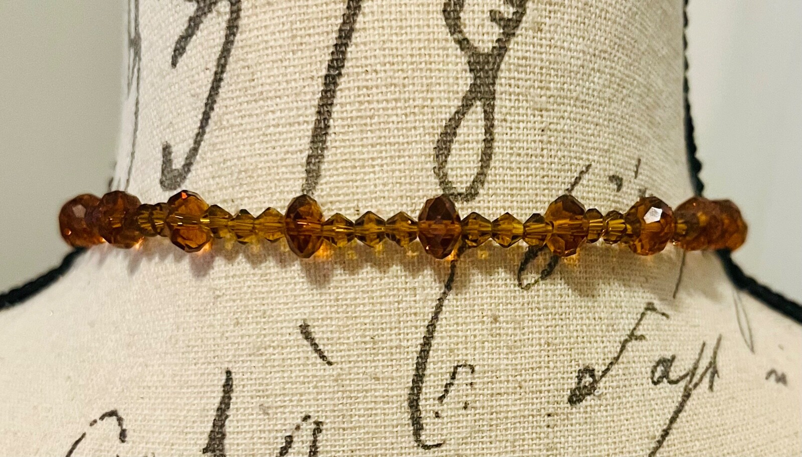 Vintage MCM Jade Pendant Necklace With Amber Glass Beads & Silk Tassel, STUNNING