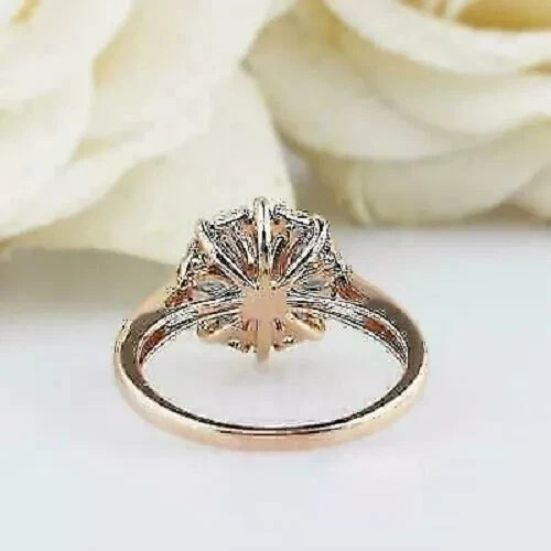 Art Deco Style Lab-Created Diamond & Sapphire Engagement 14K Rose Gold FN Ring