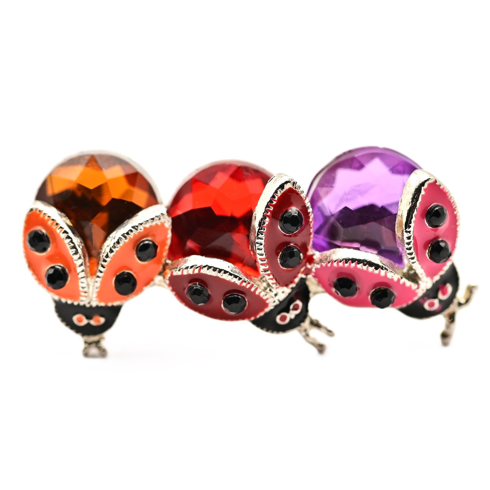 TANYA CREATIONS Original Vintage Rhinestone Enamel Estate Ladybug Brooch Pin