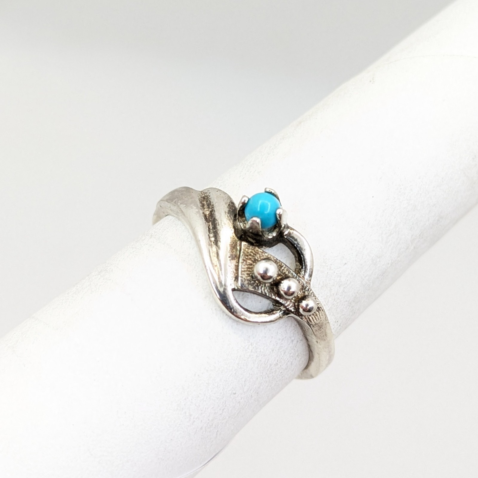 Vintage Soviet RING Silver⭐925 mark USSR with Turquoise-size: 8.5US (18.5mm) #19
