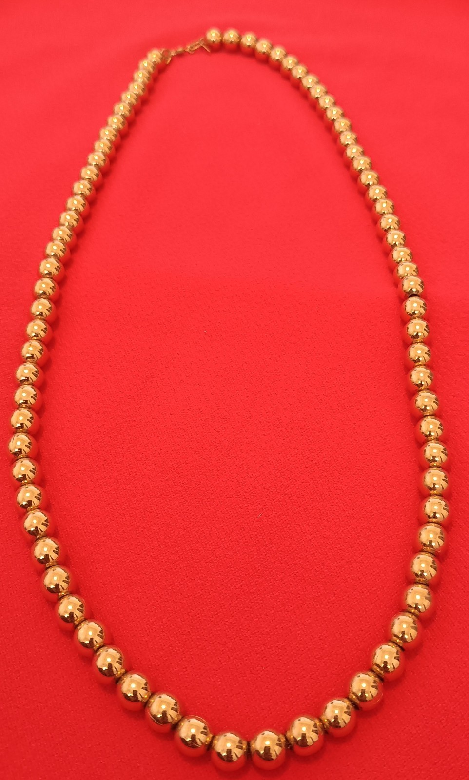 Vintage MCM Monet gold plated 8mm beads Neclace 25” on Chain Heavy Sister Clasp