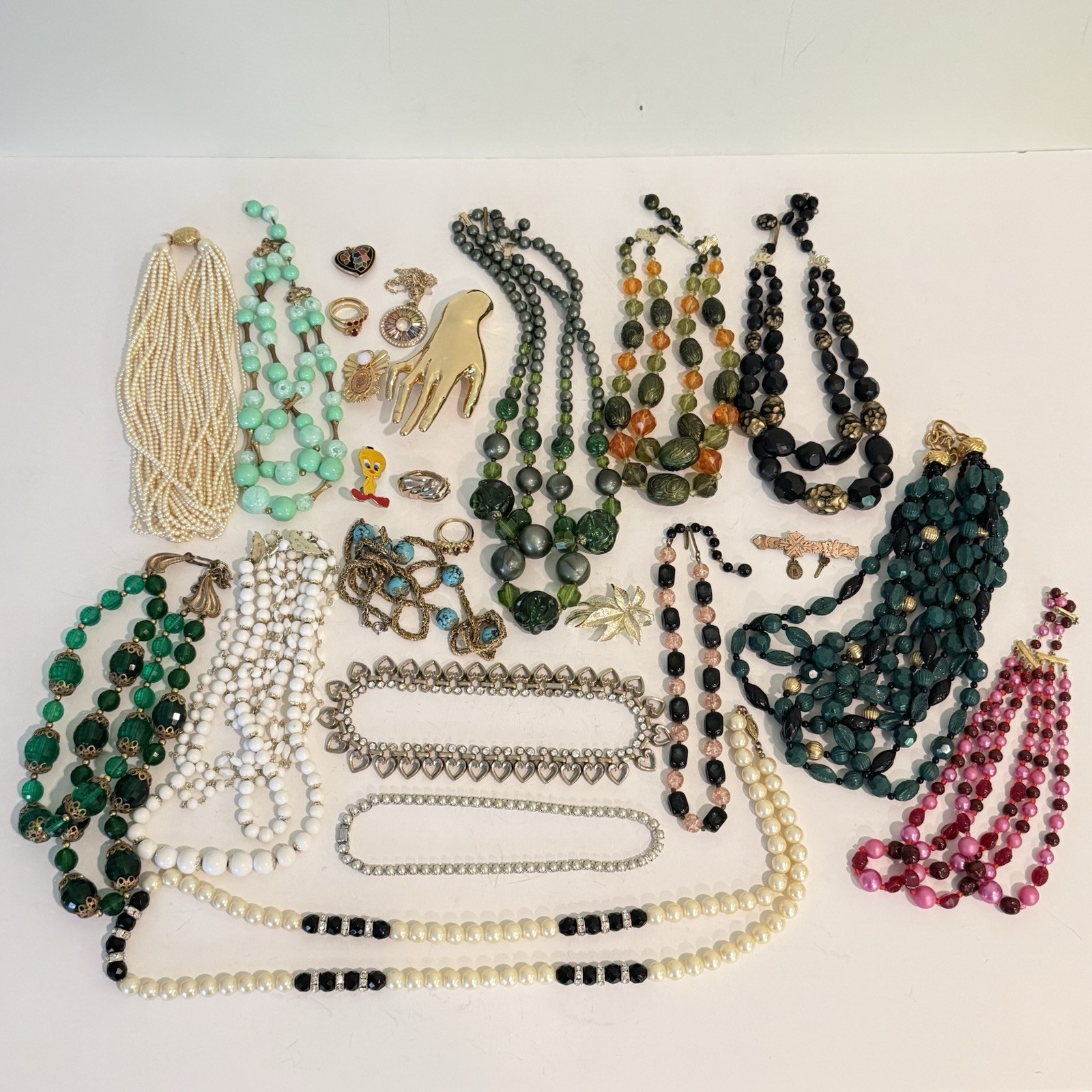 Vintage Estate Jewlery Lot & Box Monet Trifari West Germany Chunky Clip Earrings